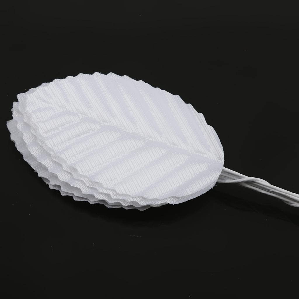 200pcs Artificial Silk Leaves for Decor Wedding Corsage Bouquets – White