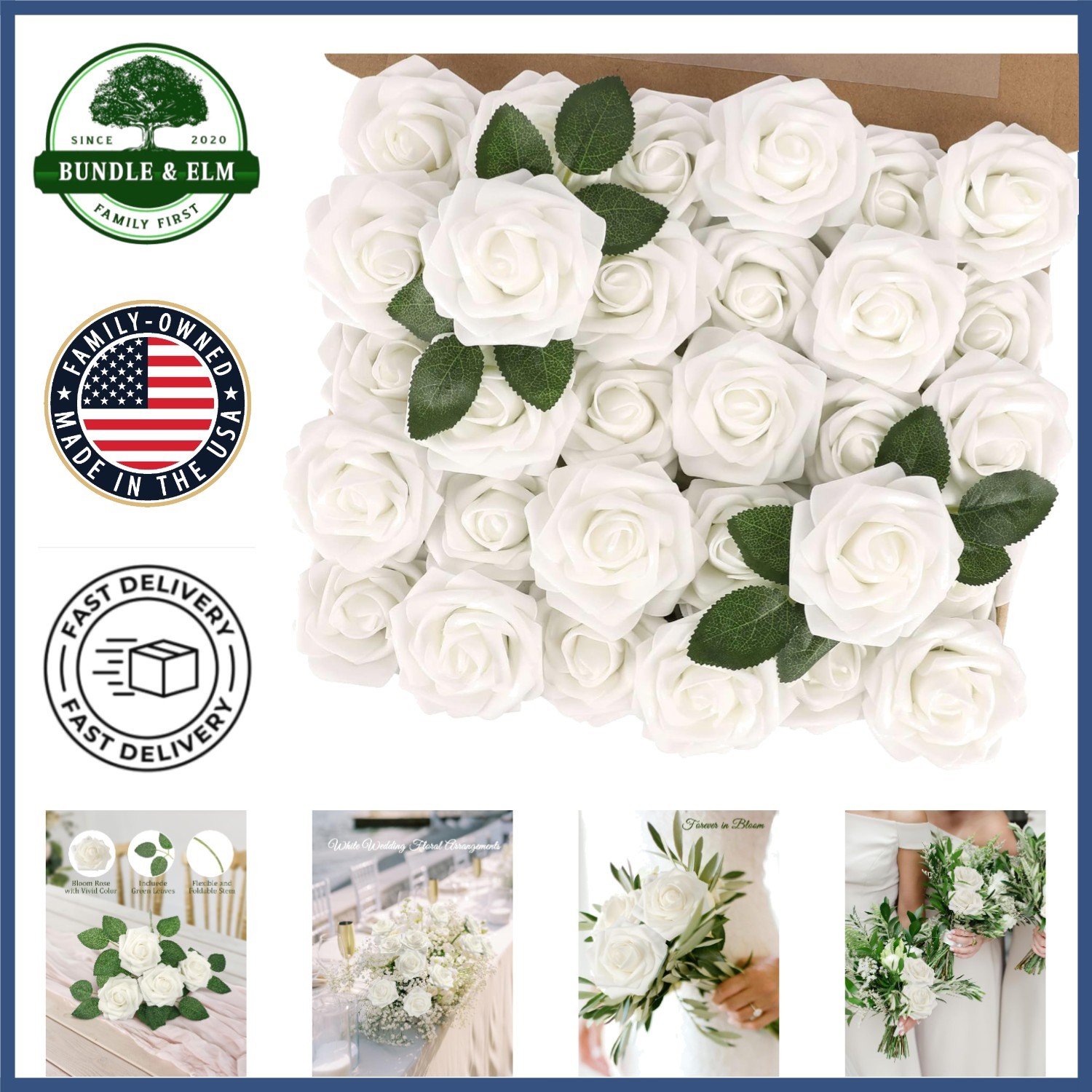 Fake Flower Roses for Table Centerpieces and Floral Arrangements, 30 Count