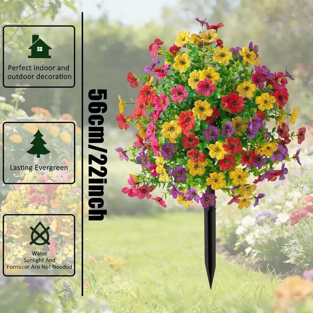 Artificial Outdoor Flowers with Stake, Artificial Petunias with Ground Stake,…