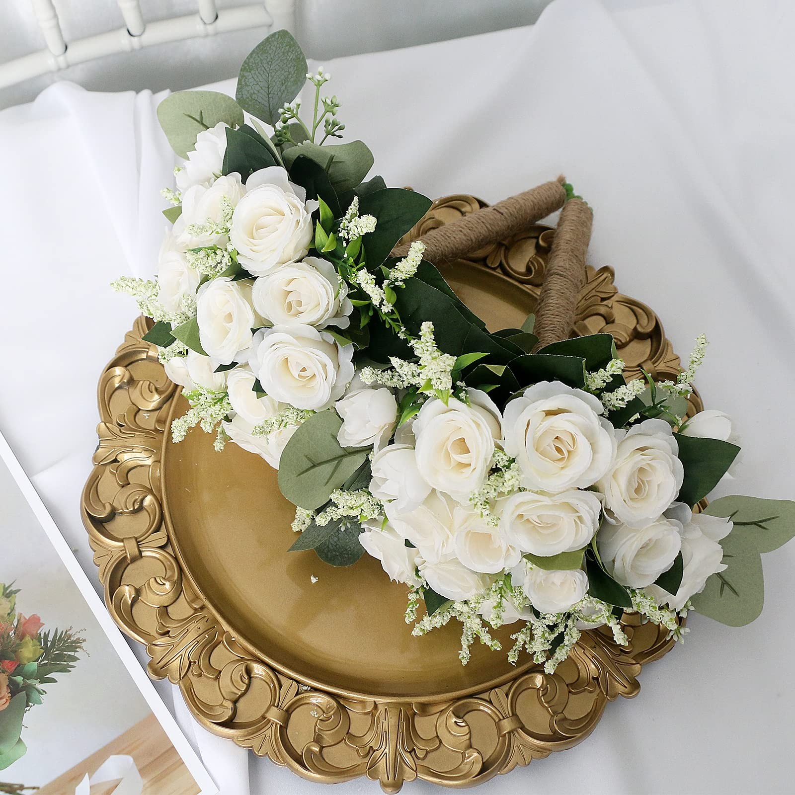 1 PCS 7 Inch Ivory Artificial Bridesmaid Wedding Bouquet Bridal Fake Flowers