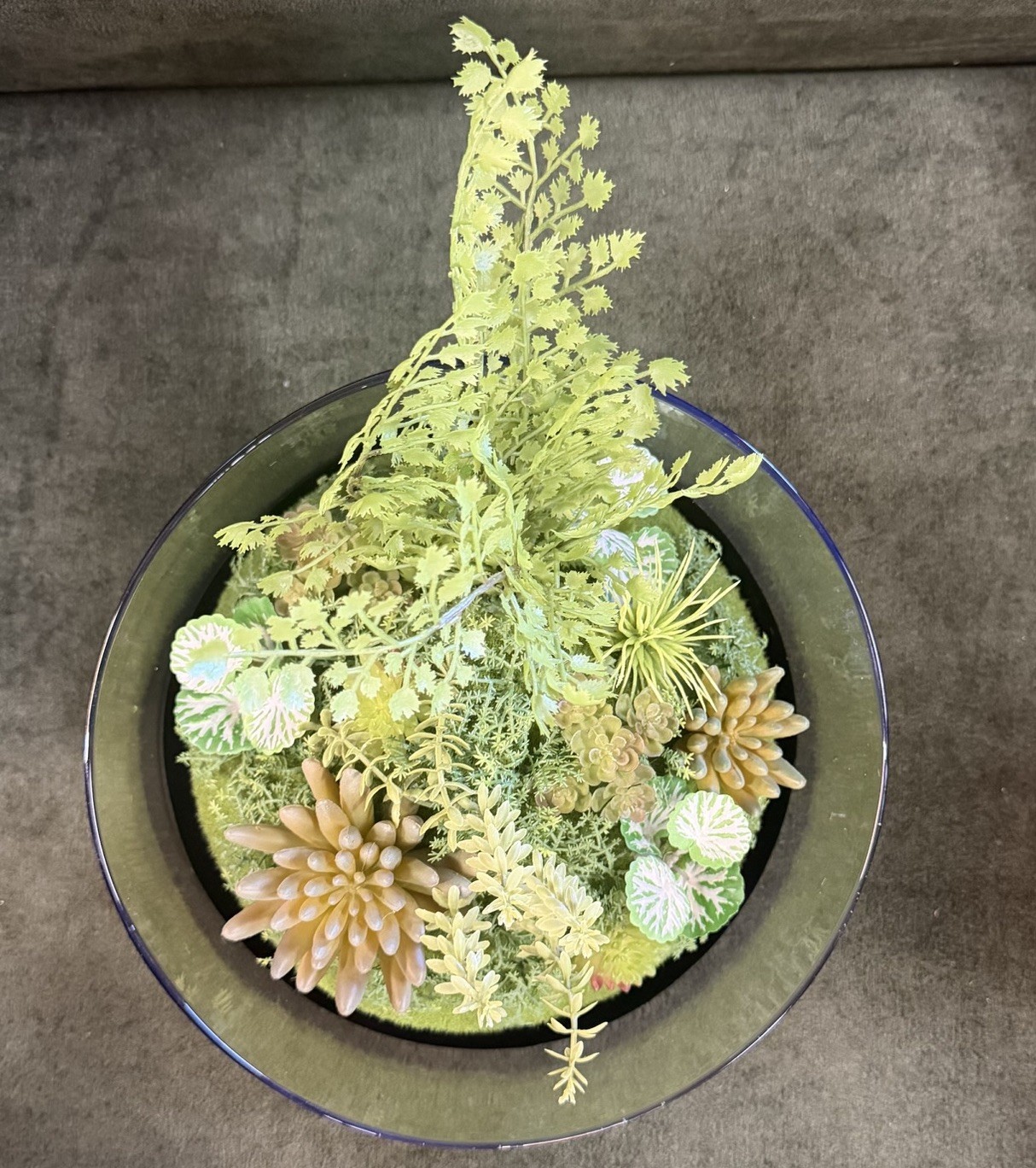 Pack of 2 Artificial Succulent Arrangement Planter Bowl, Green/Tan 8in x 9in
