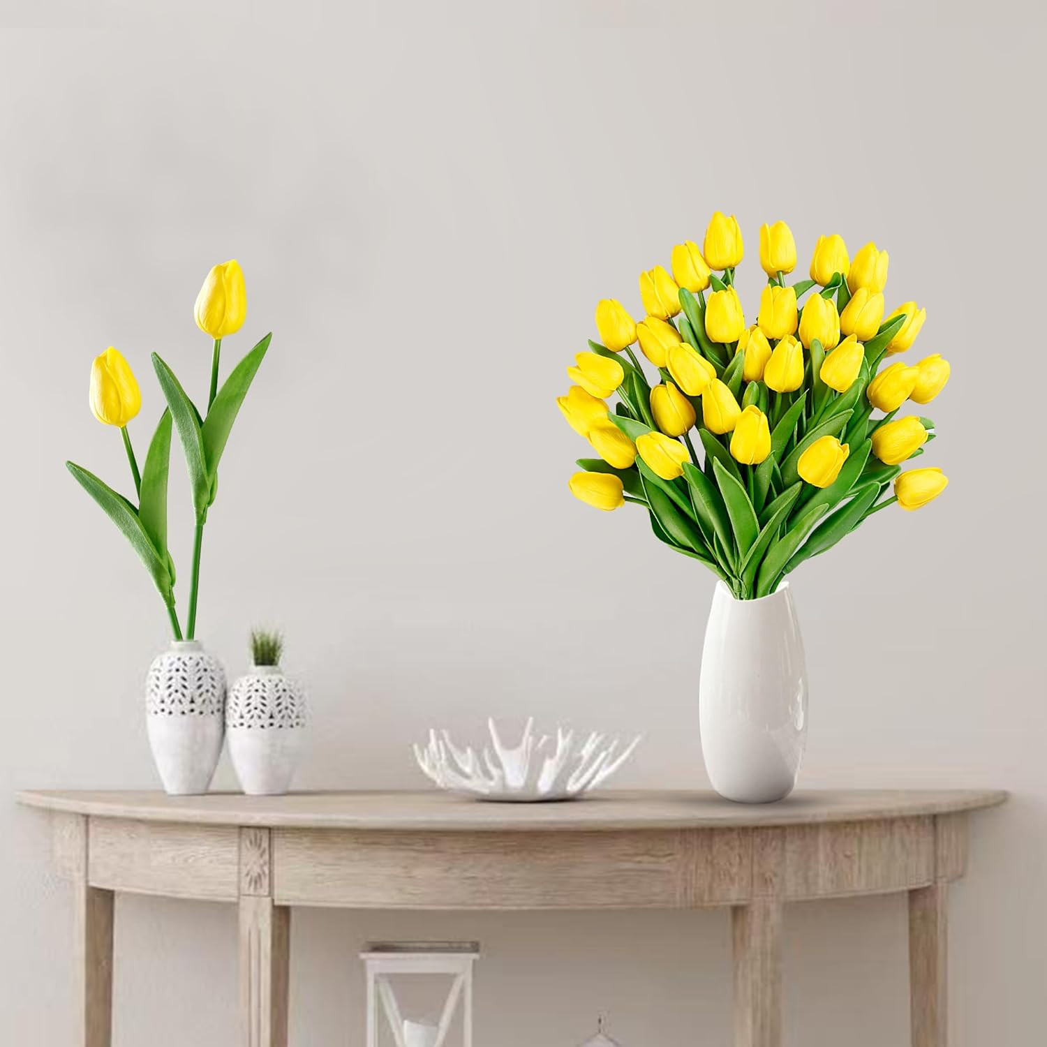 15 Pcs Fake Tulips Artificial Flowers Real Touch PU Faux Flowers Tulip Stems for