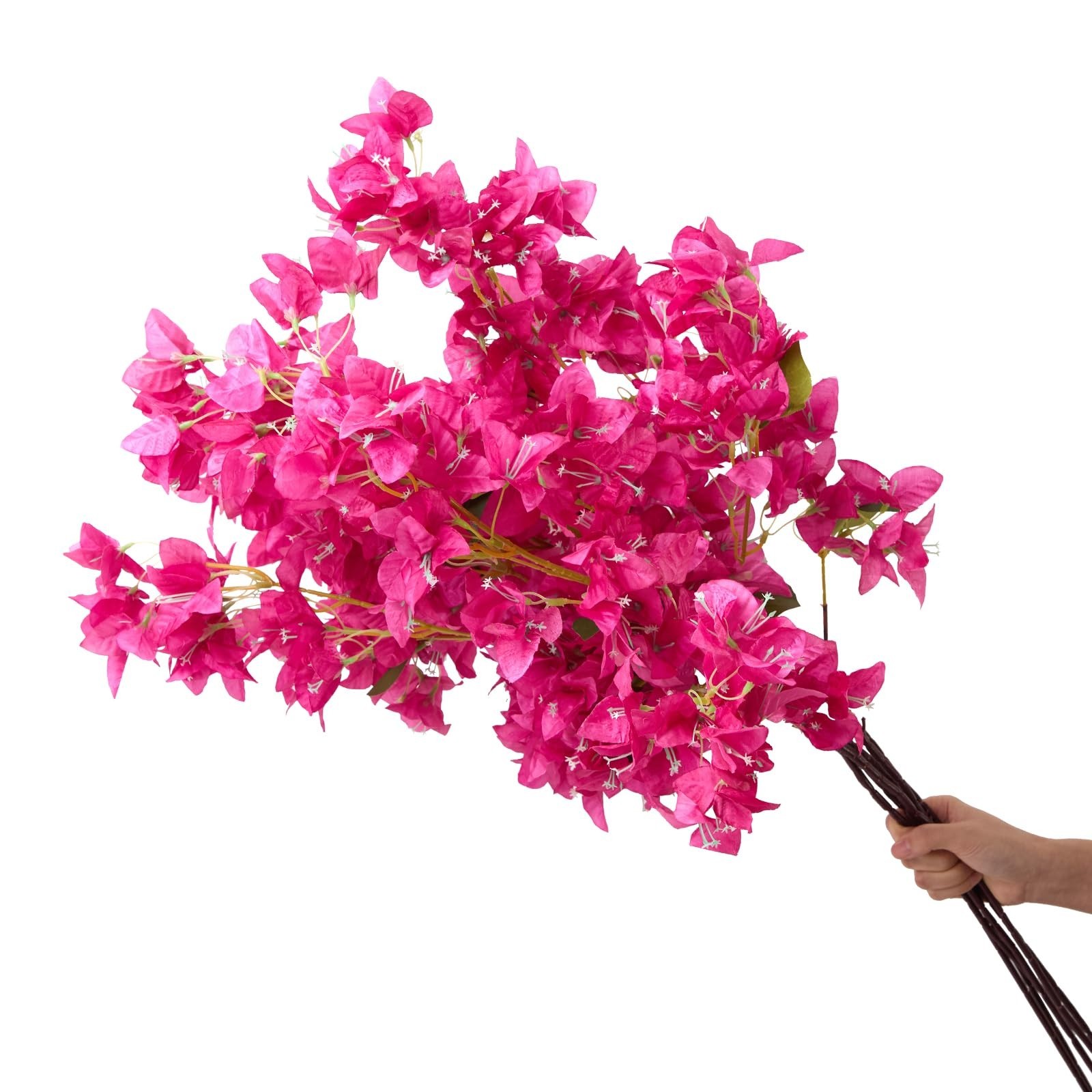 6PCS UV Resistant Silk Bougainvillea Flowers, 36 Branches, Long Stems, Realistic
