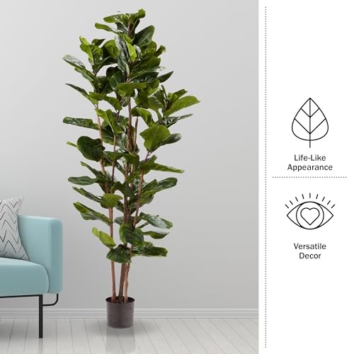 PURE GARDEN ARTIFICIAL FIDDLE LEAF FIG TREE, 72”, 50-LG1119 – GREEN