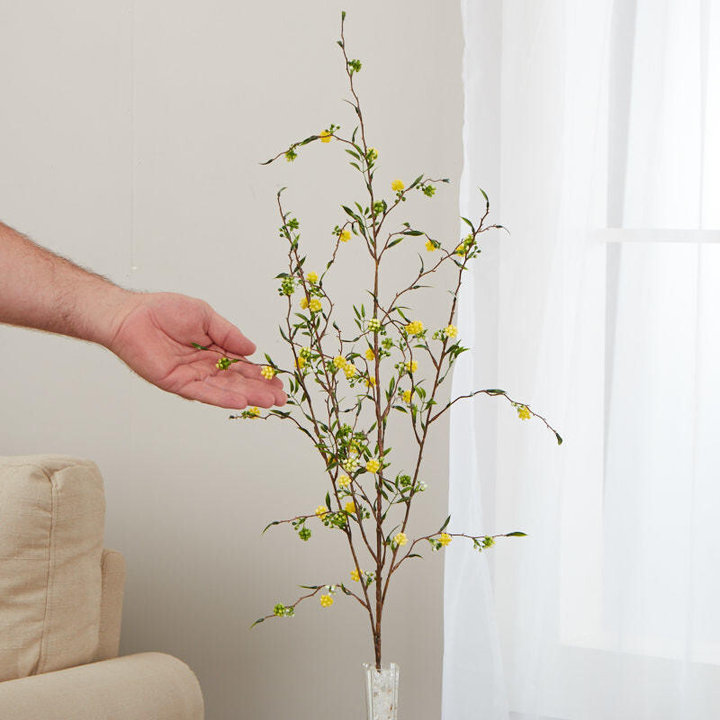 Set of 2 Indoor / Outdoor Yellow Artificial Berry 35″ Sprays