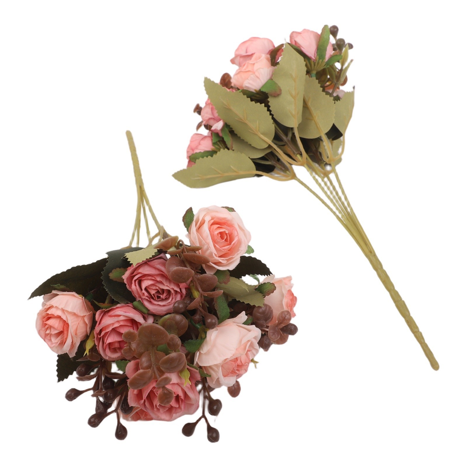 Set of 2 Artificial Roses in Vase for Elegant Home and Office Decoration