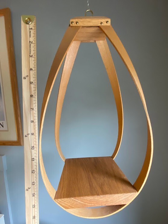 Bentwood Teardrop Hanging Wood Plant Planter Stand Shelf mcm mid century modern 