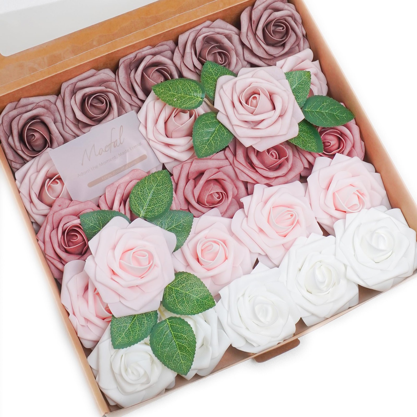 25Pcs Artificial Foam Roses 3 Inch, Shades of Dusty Rose Palette with Blush &…