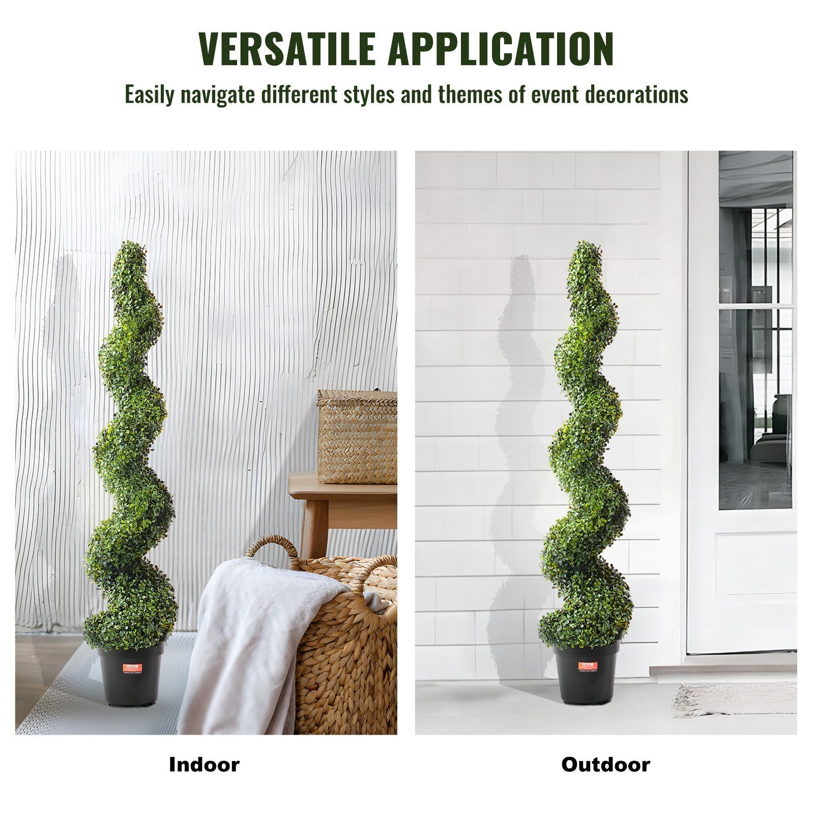 2Pack 5ft Synthetic Boxwood Spiral Topiary Fade Resistant Decoration