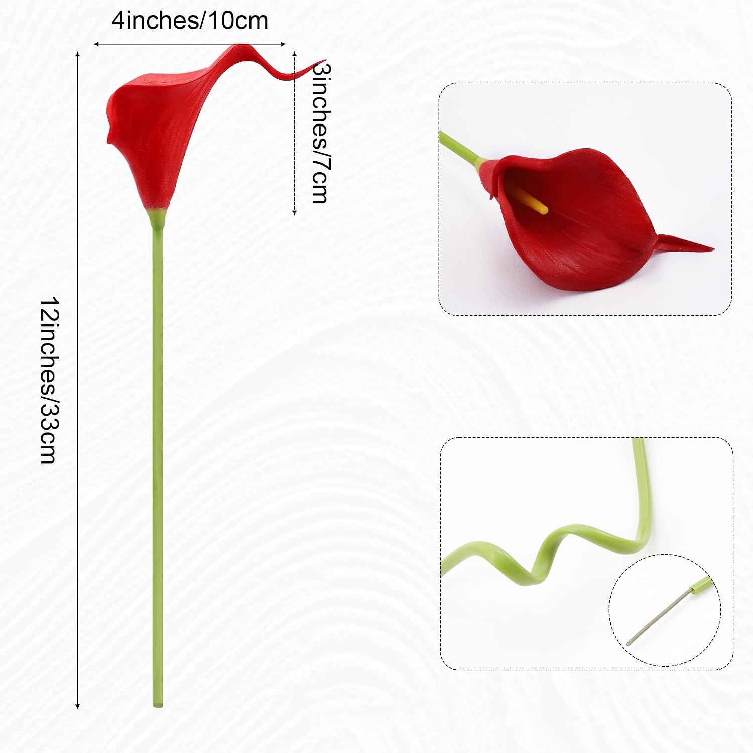 Artificial Calla Lily 12Pcs Red Real Touch Faux Flowers for Wedding Bouquet |…