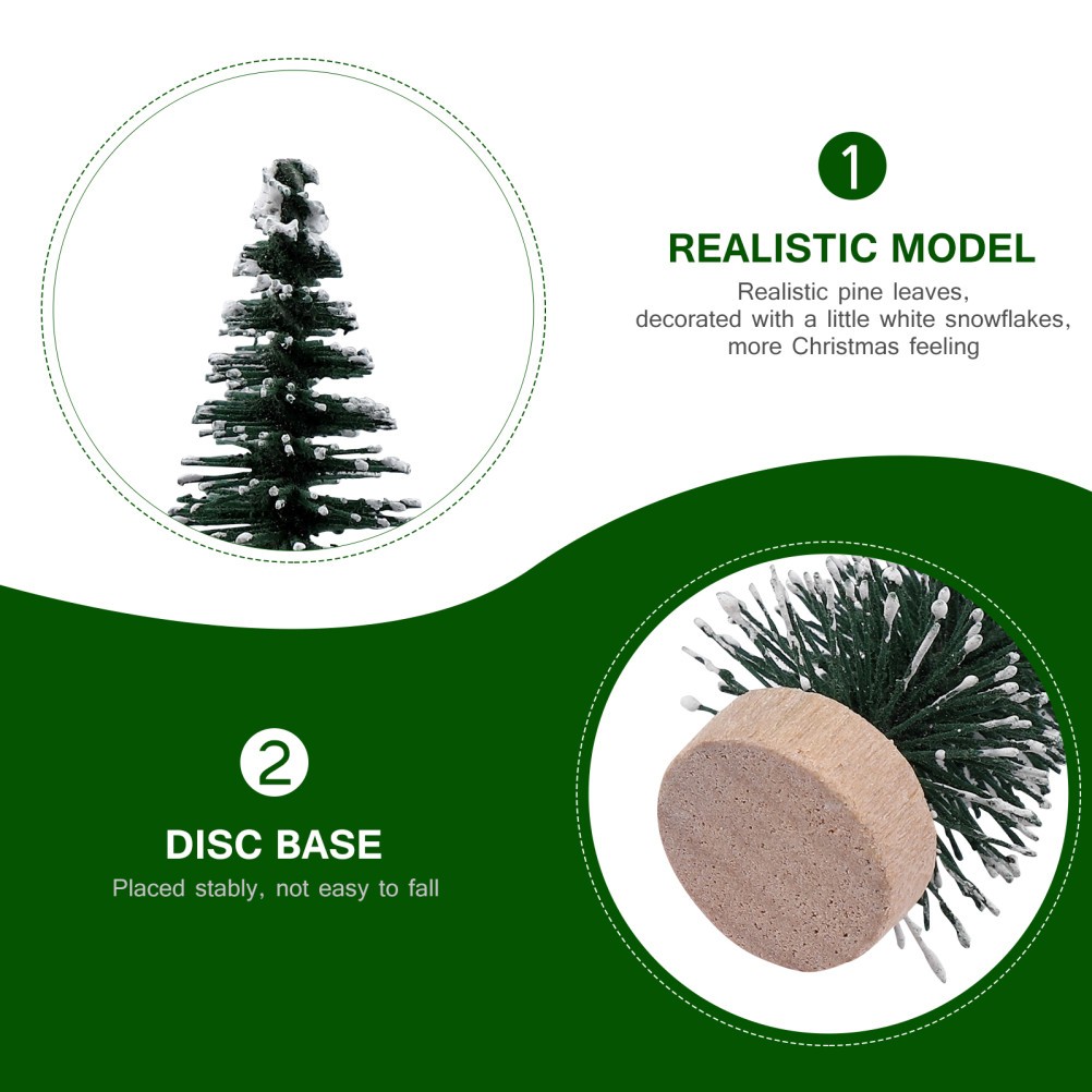 10Pcs Small Xmas Tree with Snowy Pine Design for Tabletop Christmas Party Decor