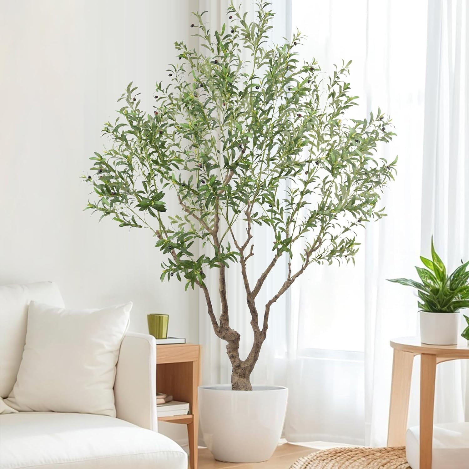 8.2Ft Faux Olive Tree with Realistic Trunks & Fruits for Home Decor
