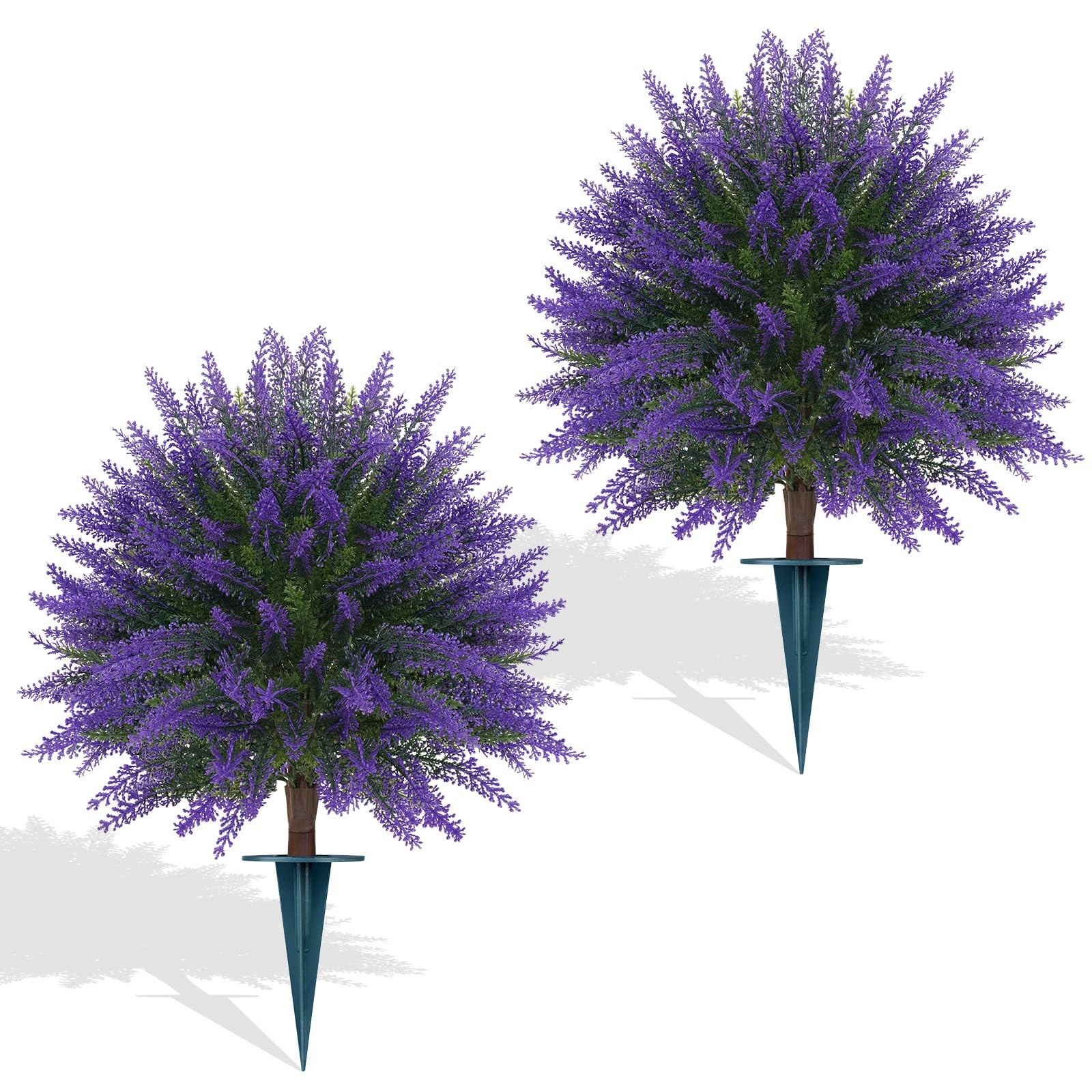 Artificial Lavender Topiary Bushes 24″ Set of 2 UV Resistant Faux Indoor Outdoor