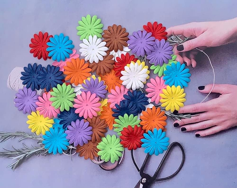 Artificial Flowers 100 Pcs Handmade Mulberry Paper Daisy Petals 40X40Mm Mulberry