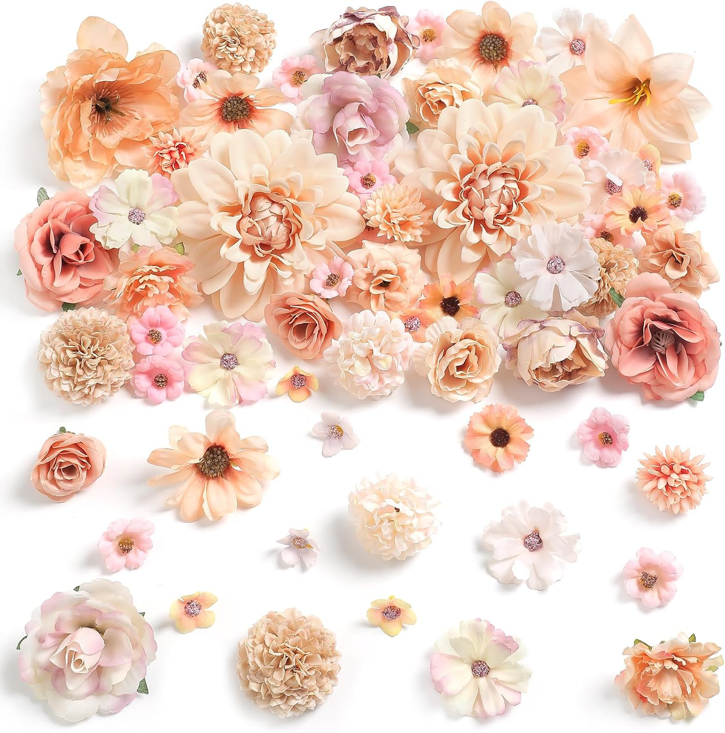 Fake Flower Heads Mini Artificial Flower Nude Color Faux Dahlia Rose Flowers for