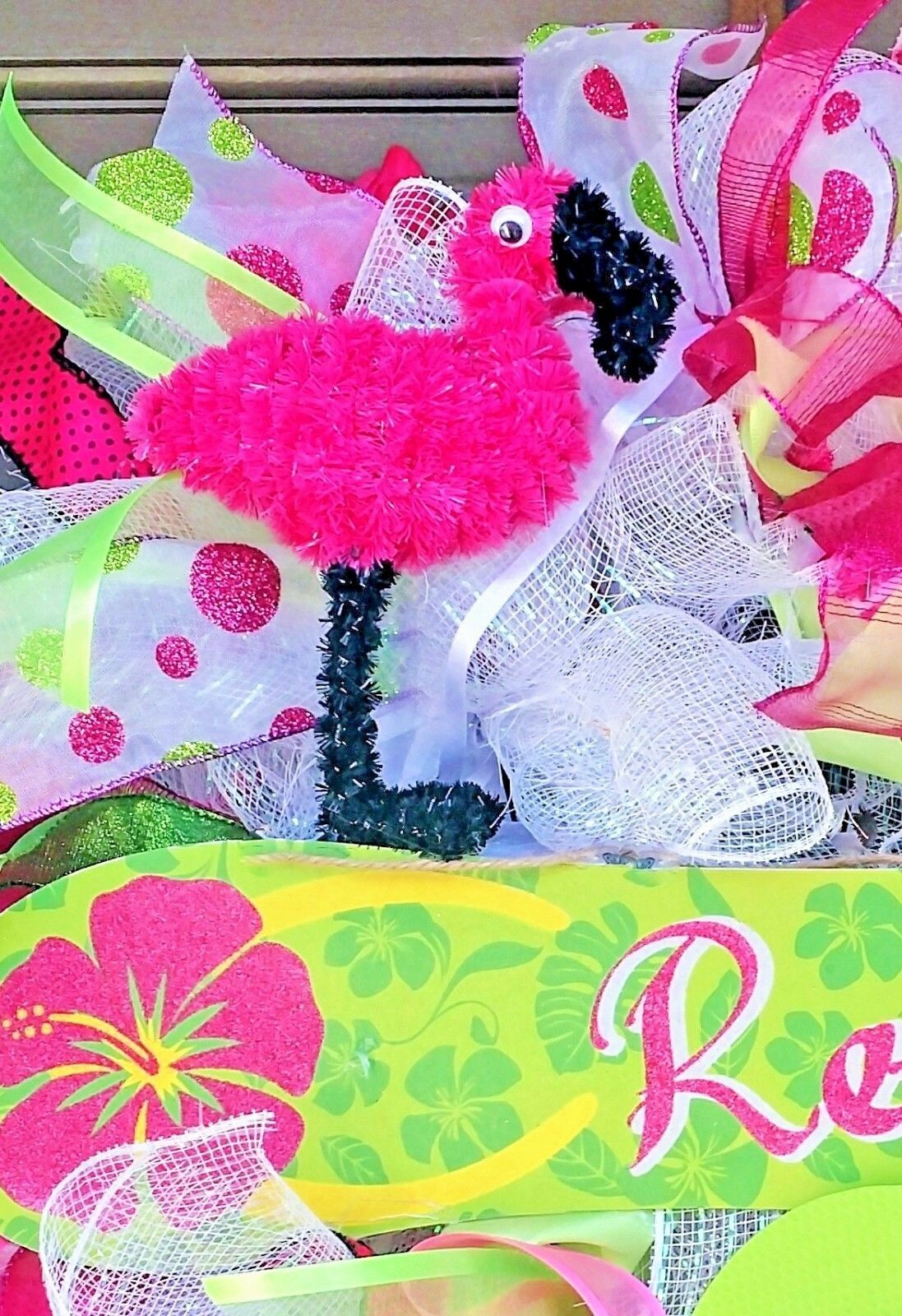 Spring Summer Flip Flop Front Door Wreath Large 24″ Floral Front Door Decor