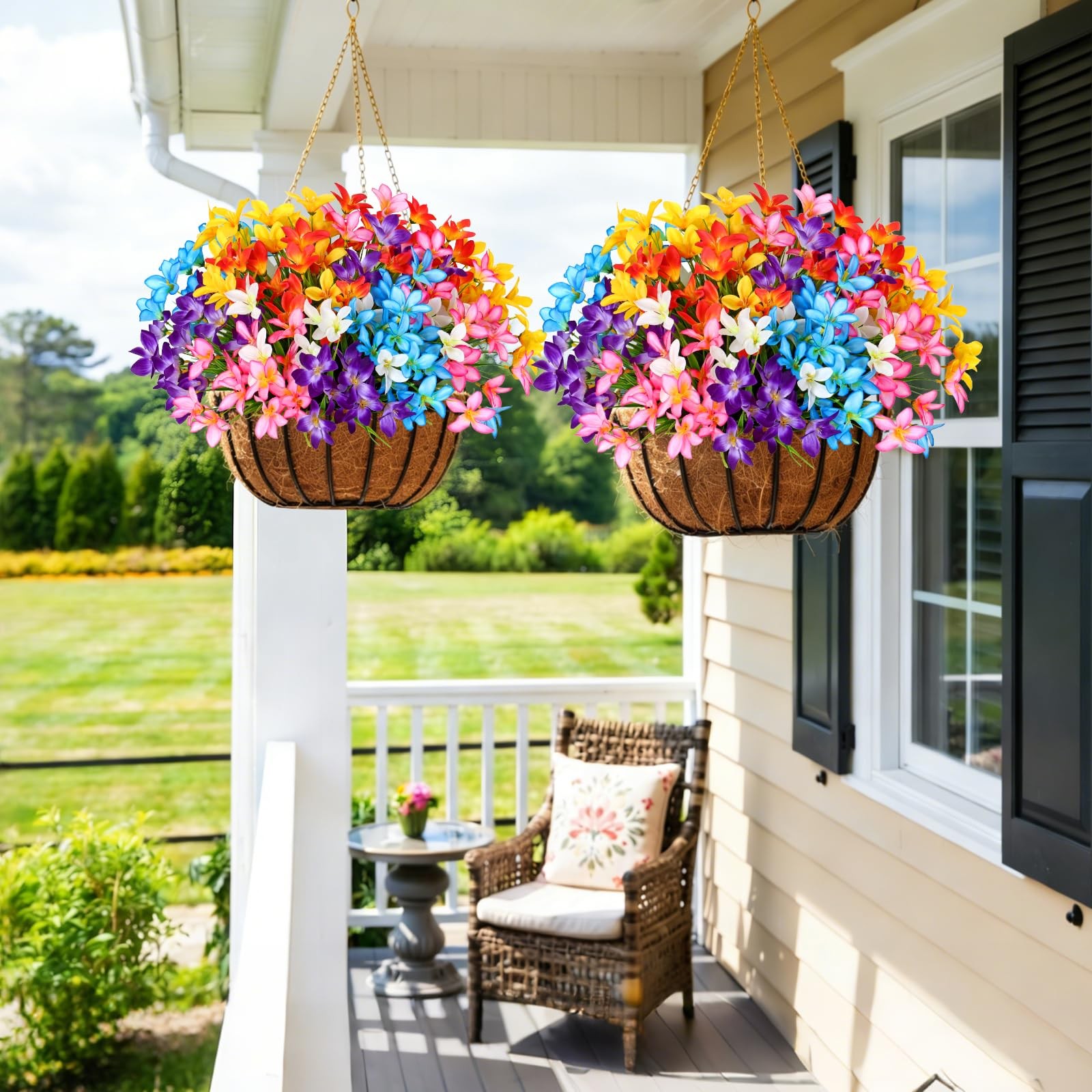 12 Bundles Artificial Flowers for Outdoor Indoor Colorful Plastic Silk Faux F…