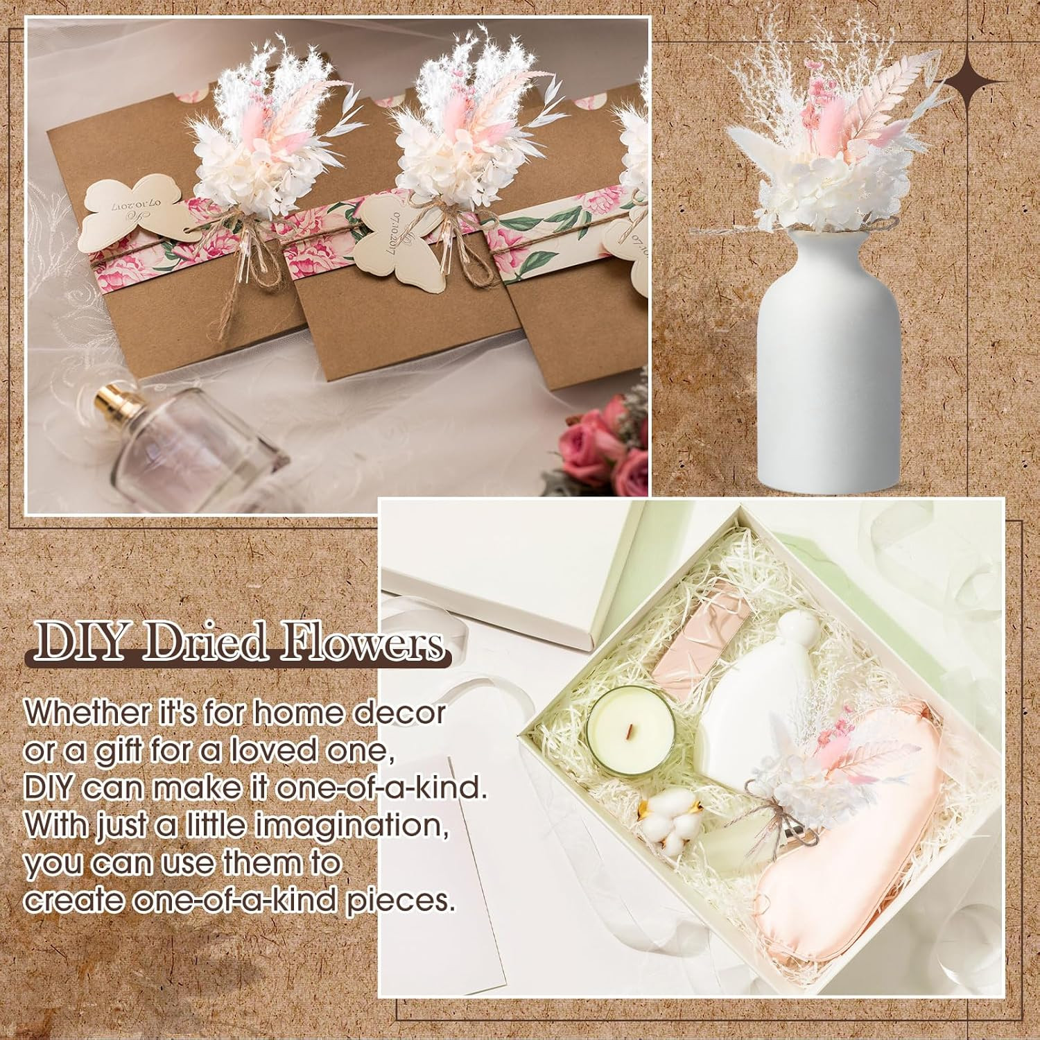 12 Pcs Mini Dried Flower Bouquet for Boho Floral Wedding 6” Small Dry Pampas Gr