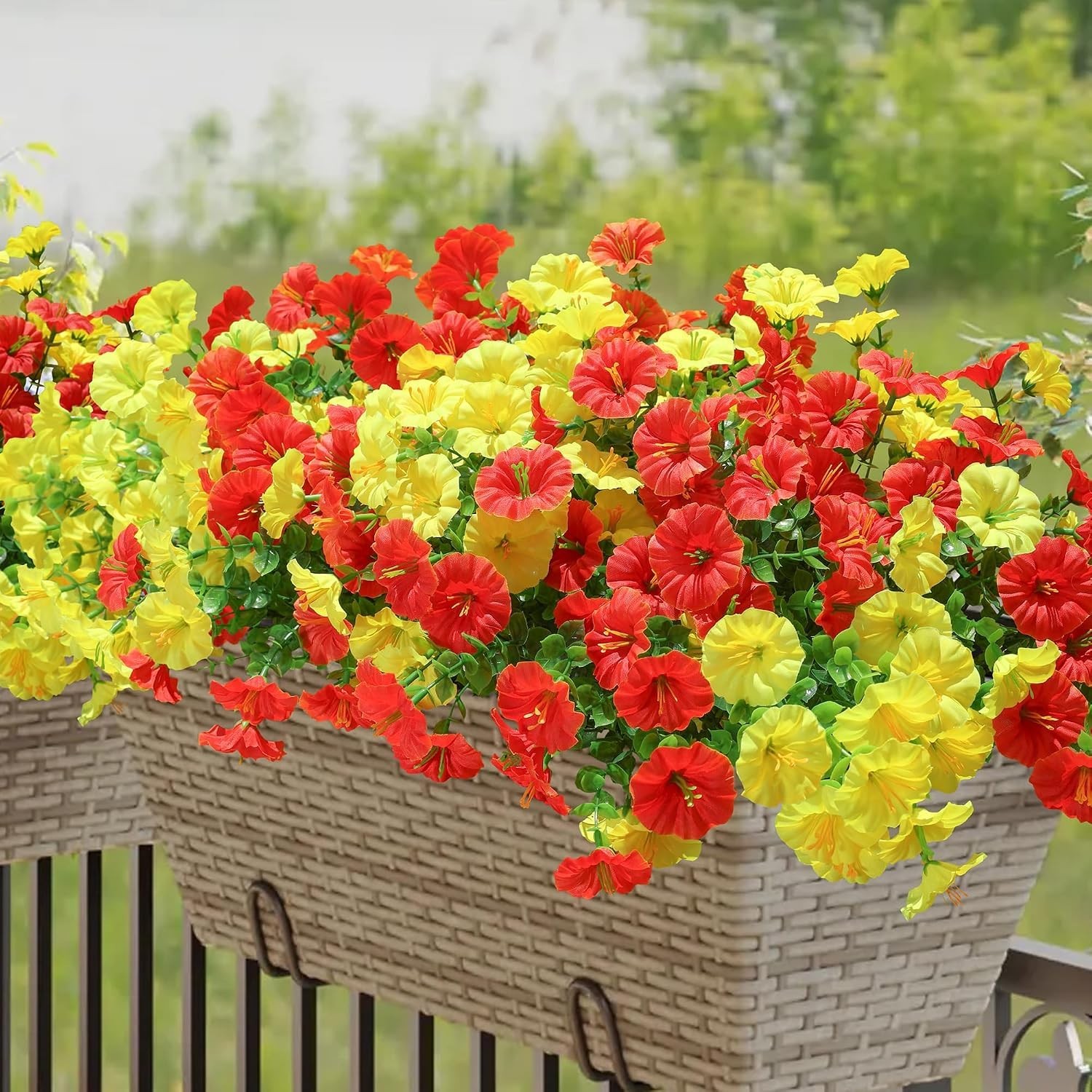 Artificial Flowers for Outdoors Fake Plants Outside Decoration, 12 Bundles Si…