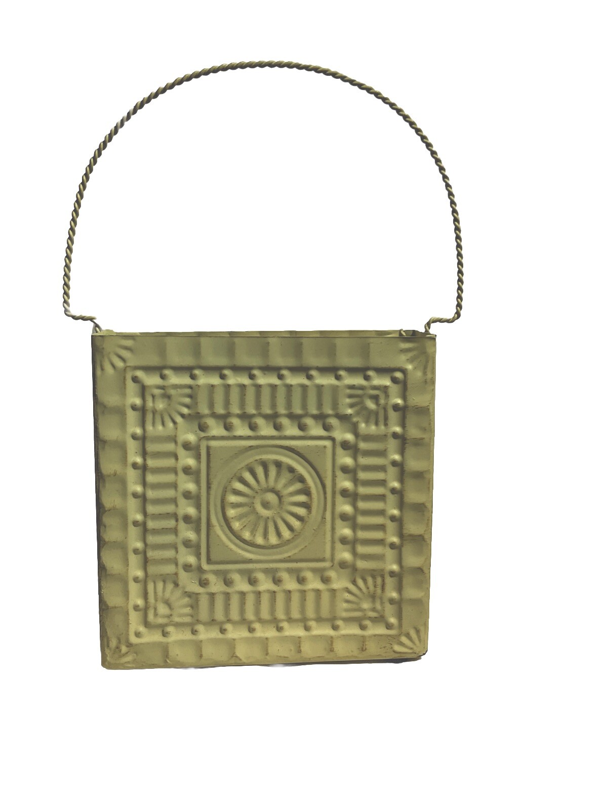 Cottage Core Decor By Elegant Expressions Small Crème Color Metal Tote Boho Chic