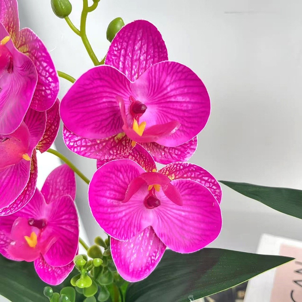 5 Flower Artificial Phalaenopsis Orchid Potted Plant for Wedding Home Decor