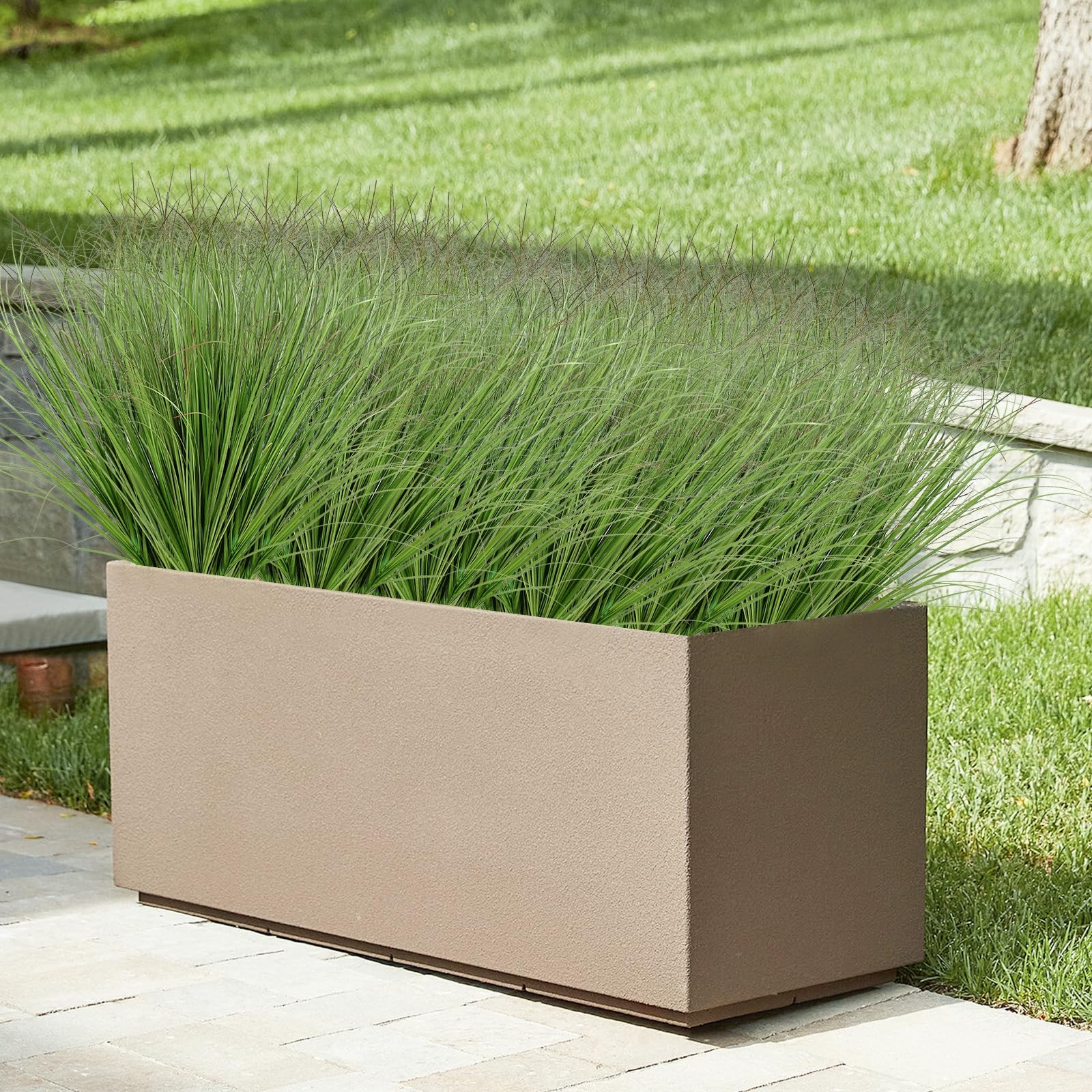 Plantas artificiales, césped, para exteriores, verde, interiores y exteriores.