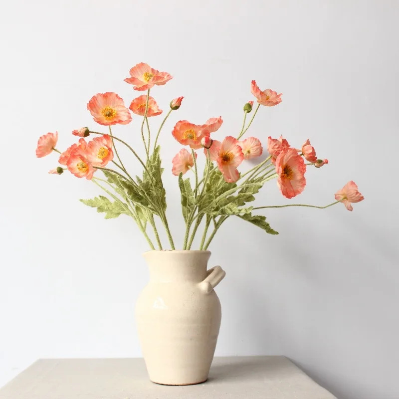 Artificial Flowers Fake Poppy Silk Flowers Long Stem Housewarming Garden
