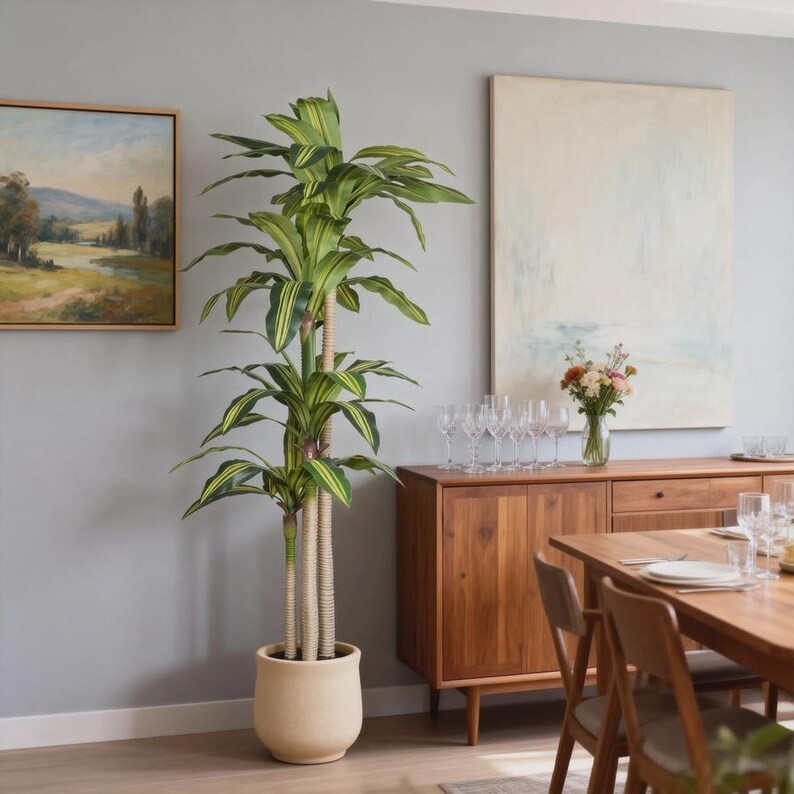 Artificial Dracaena Tree 6ft | Faux Plant Indoor | Modern Home Office Decor