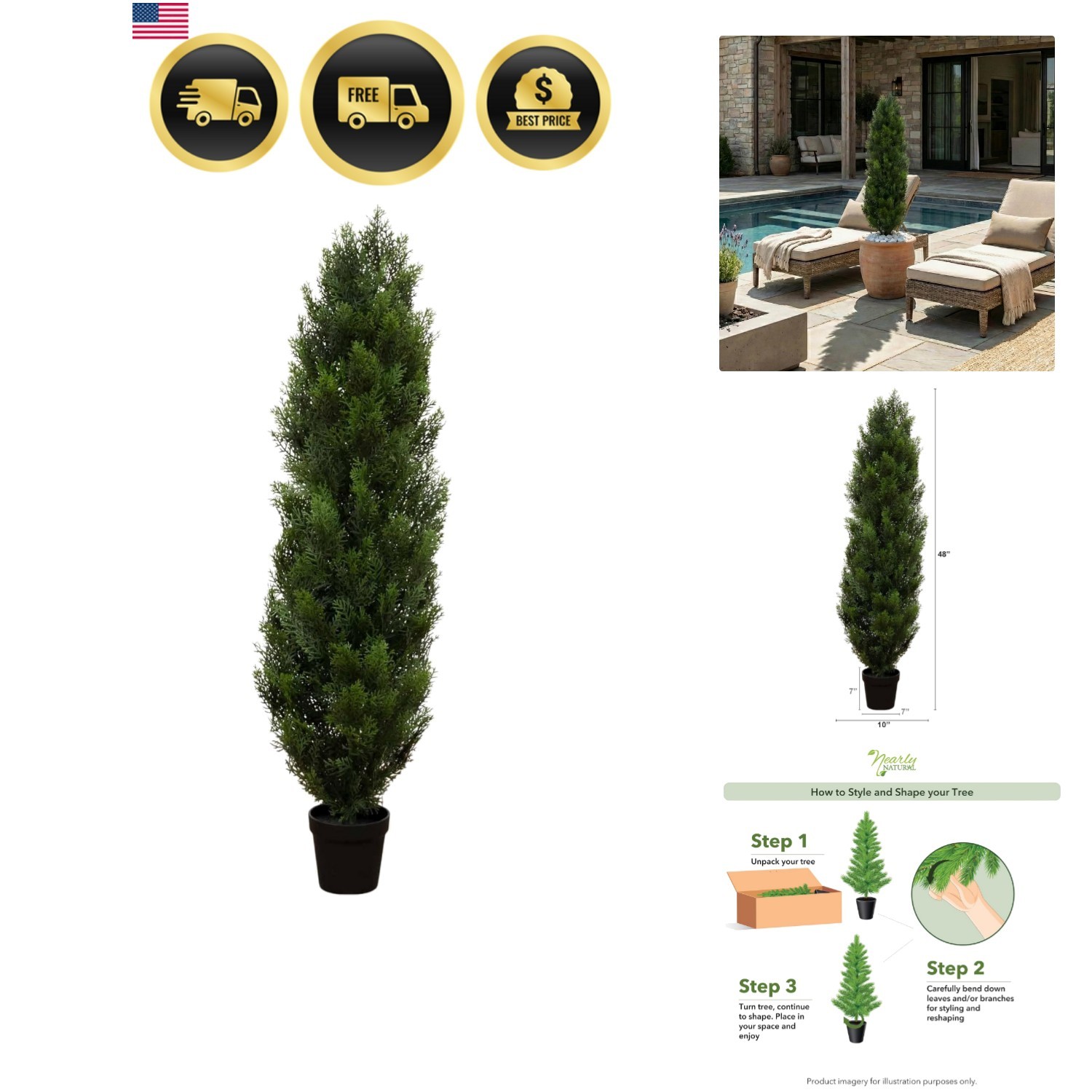 4ft Faux Cedar Tree with Nursery Planter – UV Resistant Artificial Pine with …
