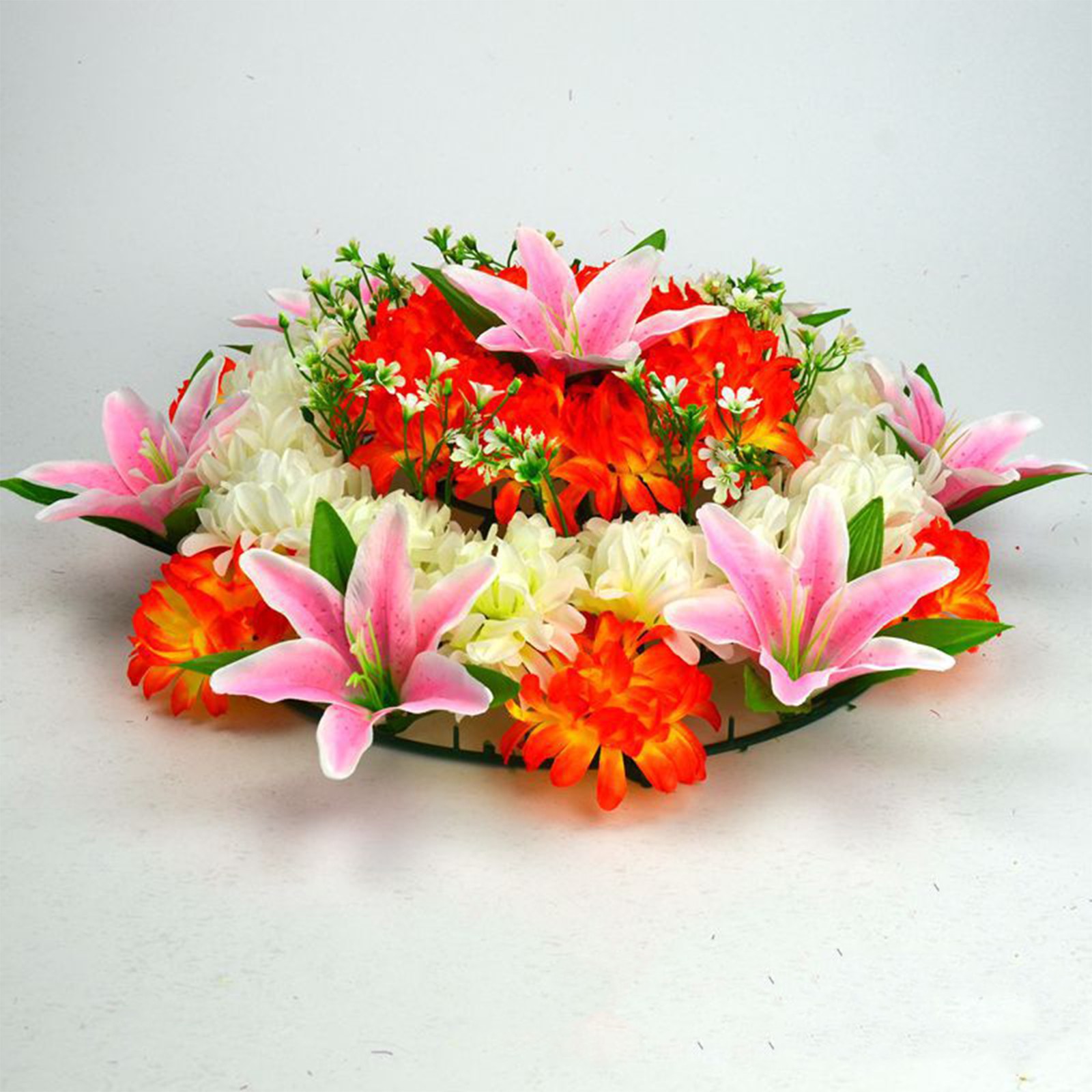Cemetery Wreath Artificial Memorial Wreath Plastic Loop Silk Cloth Flower For Gr