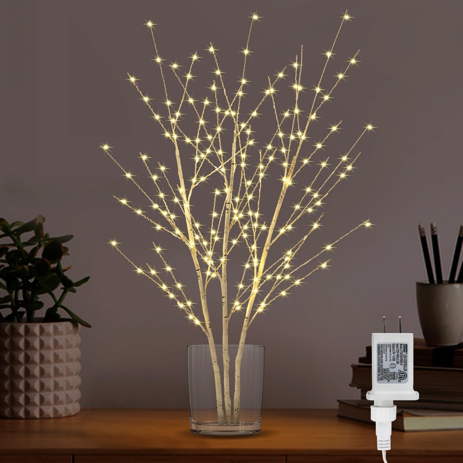 Lighted Birch Branches Plug in with Timer 33IN 180 LED Lights, Twinkling Ligh…