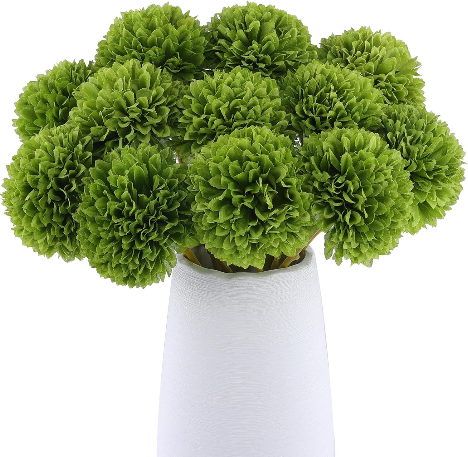 12 Pcs Artificial Chrysanthemums Flowers Green Flowers Silk Fake Mums Flowers fo