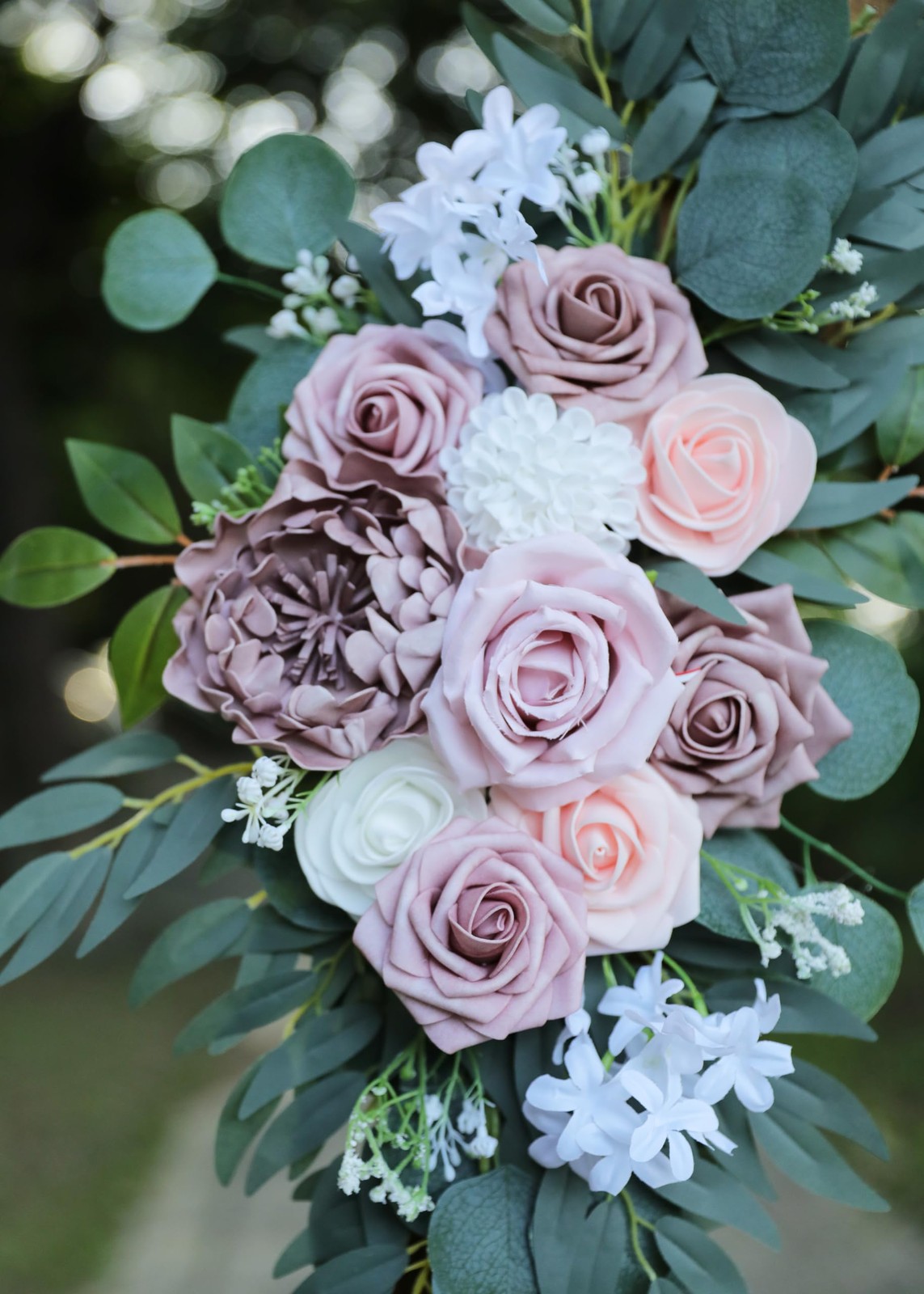 Set of 2 Dusty Rose, Blush Pink Wedding Arch Swags, Welcome Sign, Decor, Floral