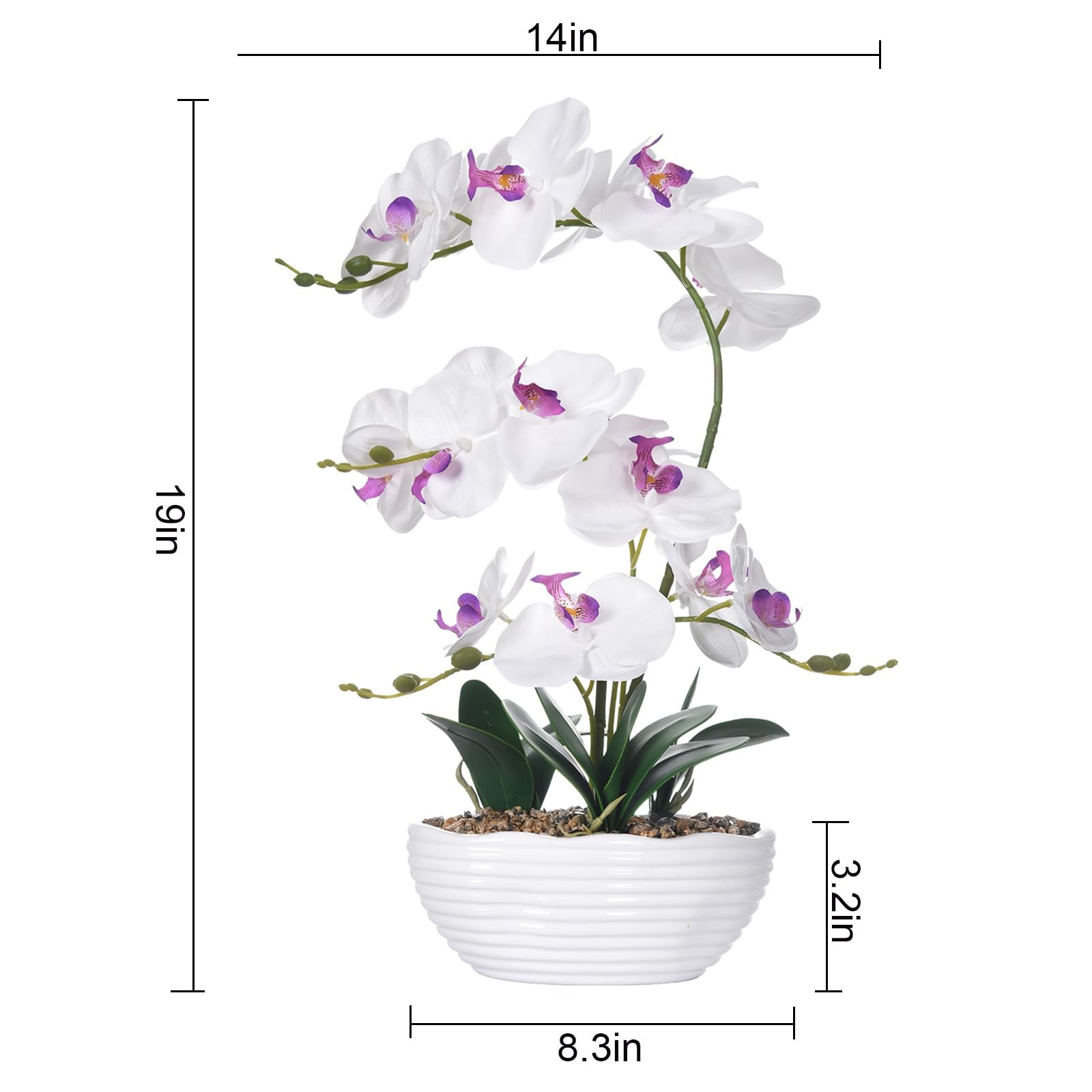 19″ H Phalaenopsis Faux Orchid Plant Silk Orchid Centerpiece Artificial Flora…