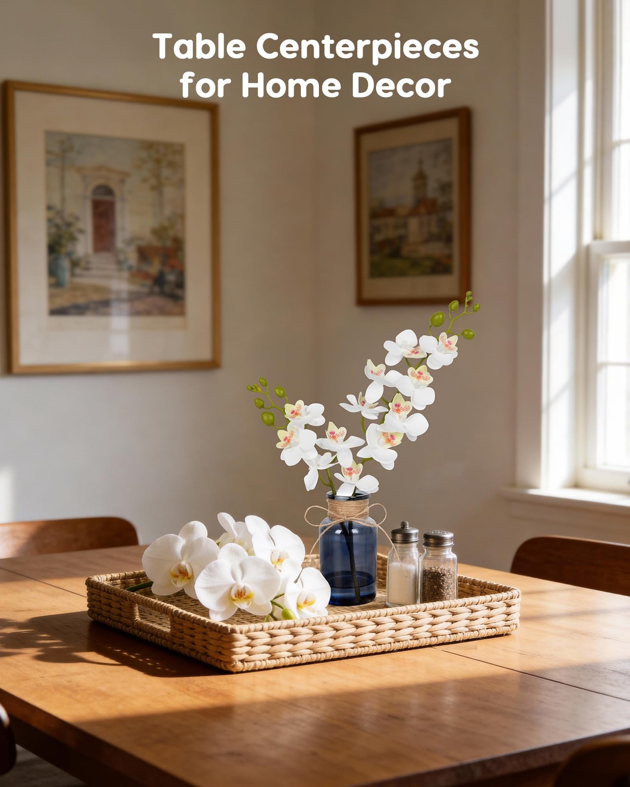 Fake Orchid in Vase with Faux Water, Fake Plants White Orchid Artificial Flow…