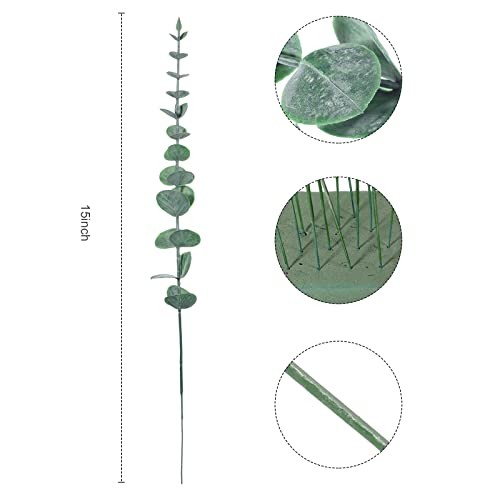 Pcs Eucalyptus Stems Faux Greenery Artificial Eucalyptus Leaves 100 Dark Green