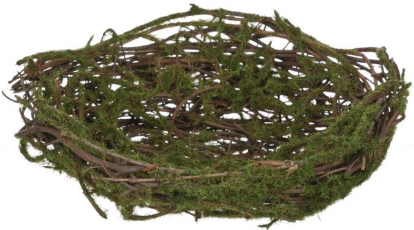 7″ Rustic Bird NEST Decoration Artificial Twig & Green Moss Spring Decor NEW