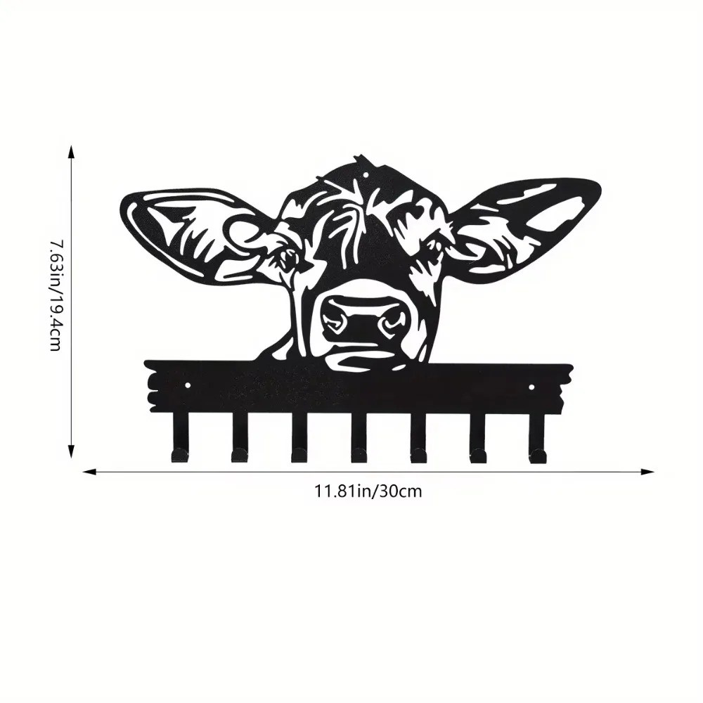 CIFbuy Cow-Shaped 7-Hook Metal Key Rack Minimalist Contemporary Wall Decor