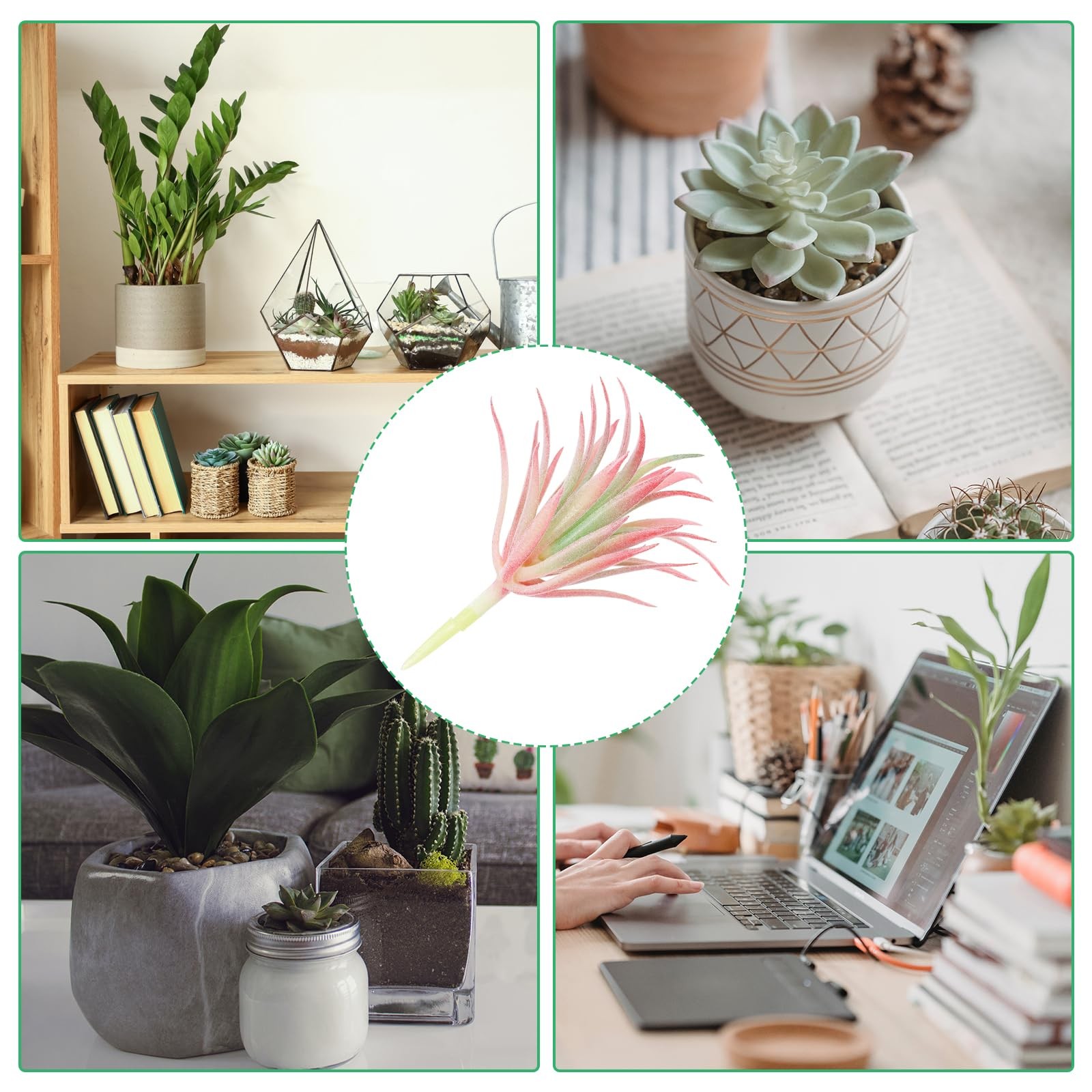 Artificial Succulent Plants, 2 Pack Small Fake Plants Faux Succulents Plant U…