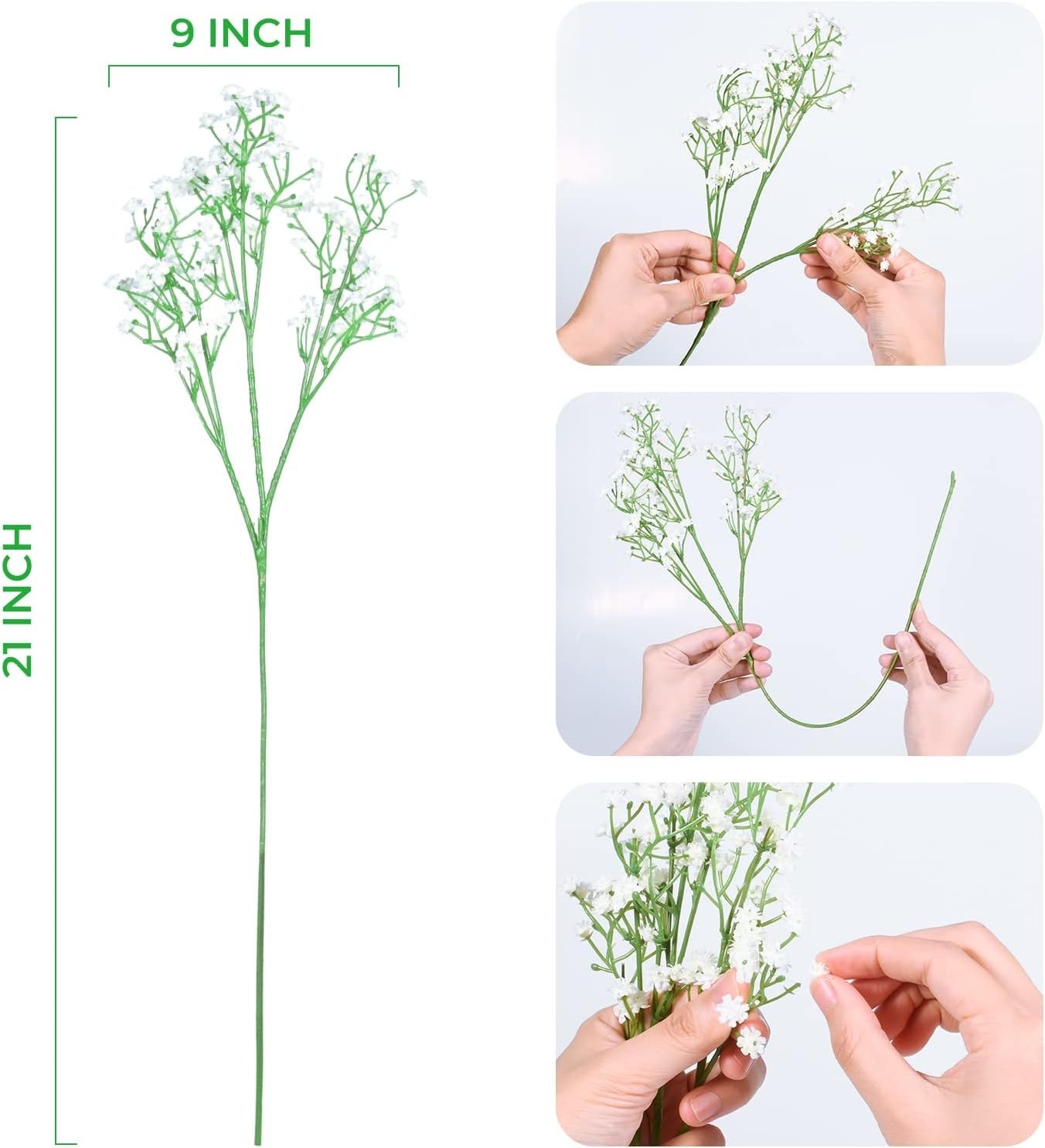 Realistic Baby’s Breath Faux Flowers – 6 Pcs, Ideal for Indoor & Outdoor Events