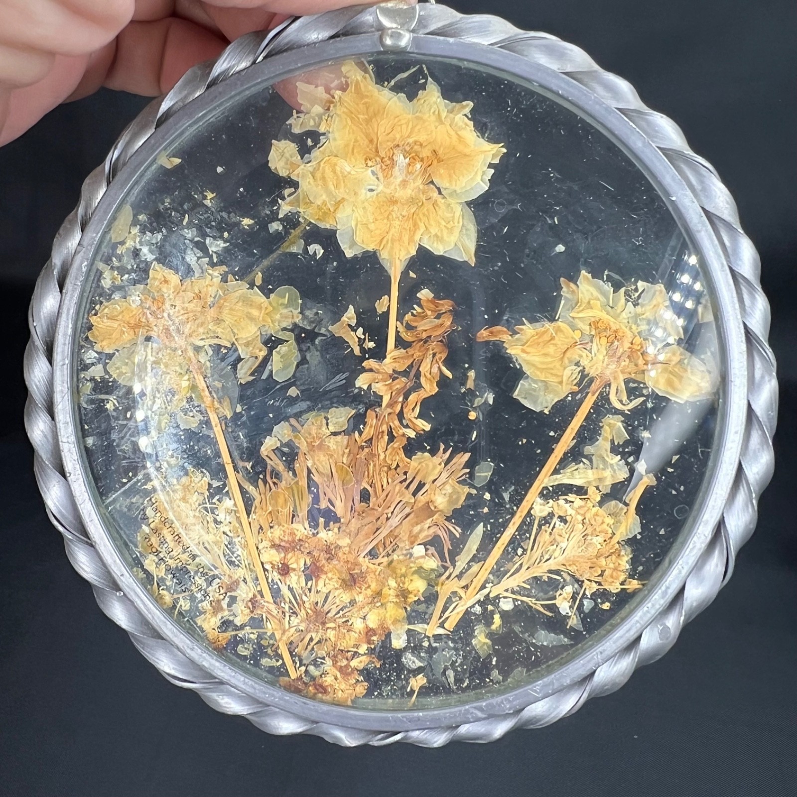 Vintage Lasting Impressions Real Dried Pressed Flowers In Glass Metal Frames (2)