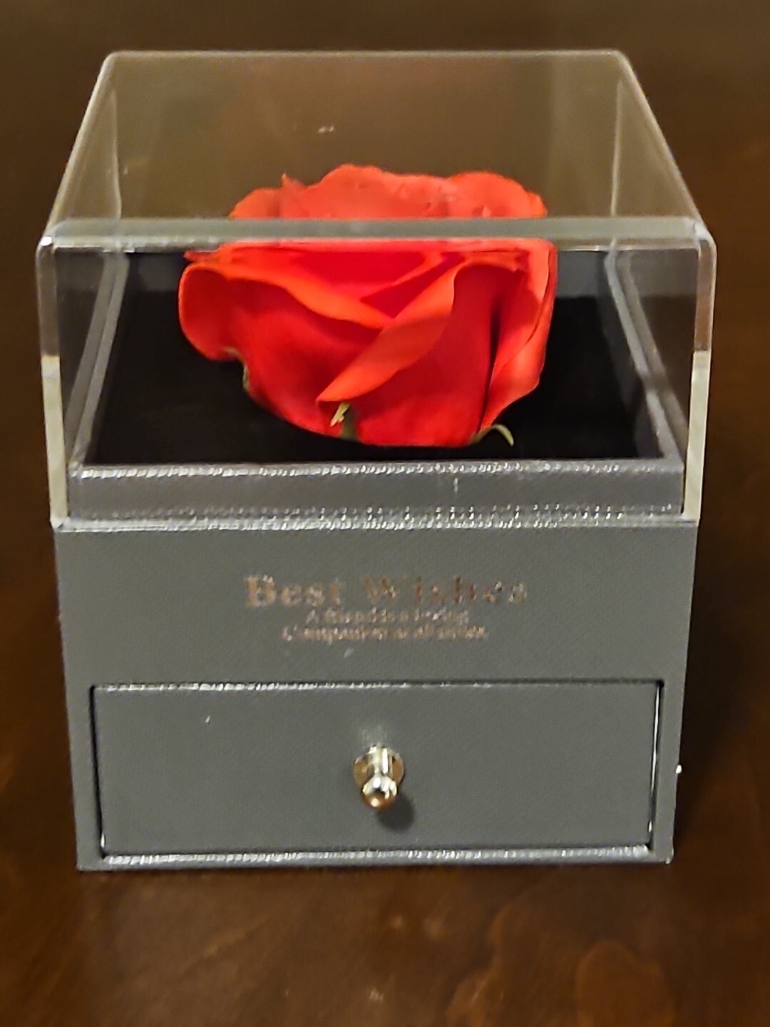 Preserved Rose Flowers In Box ” BEST WISHES A friend Is A Loving Companion…..