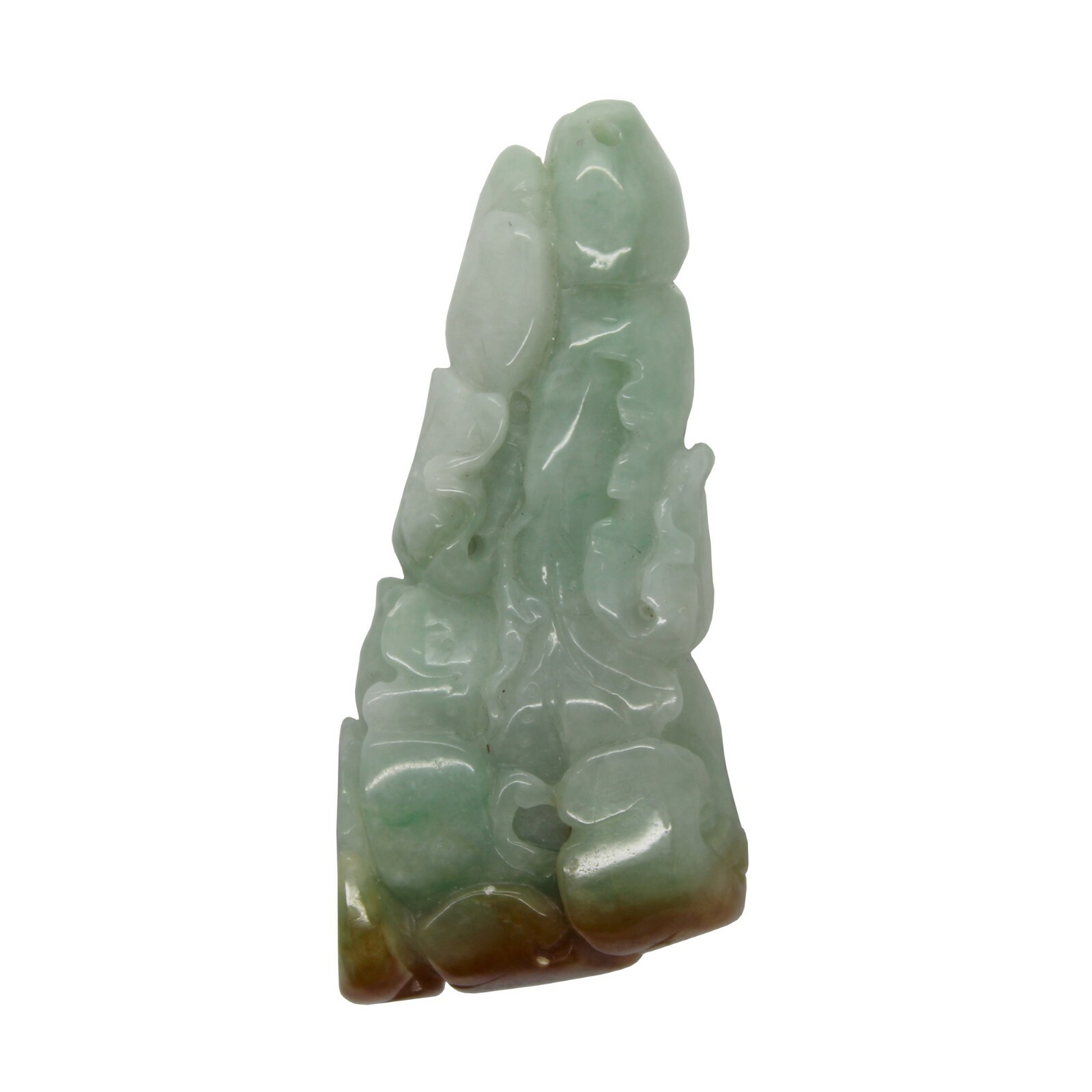 Carved Natural Green Yellow Jade Pendant With Lotus Flower Pond k333N