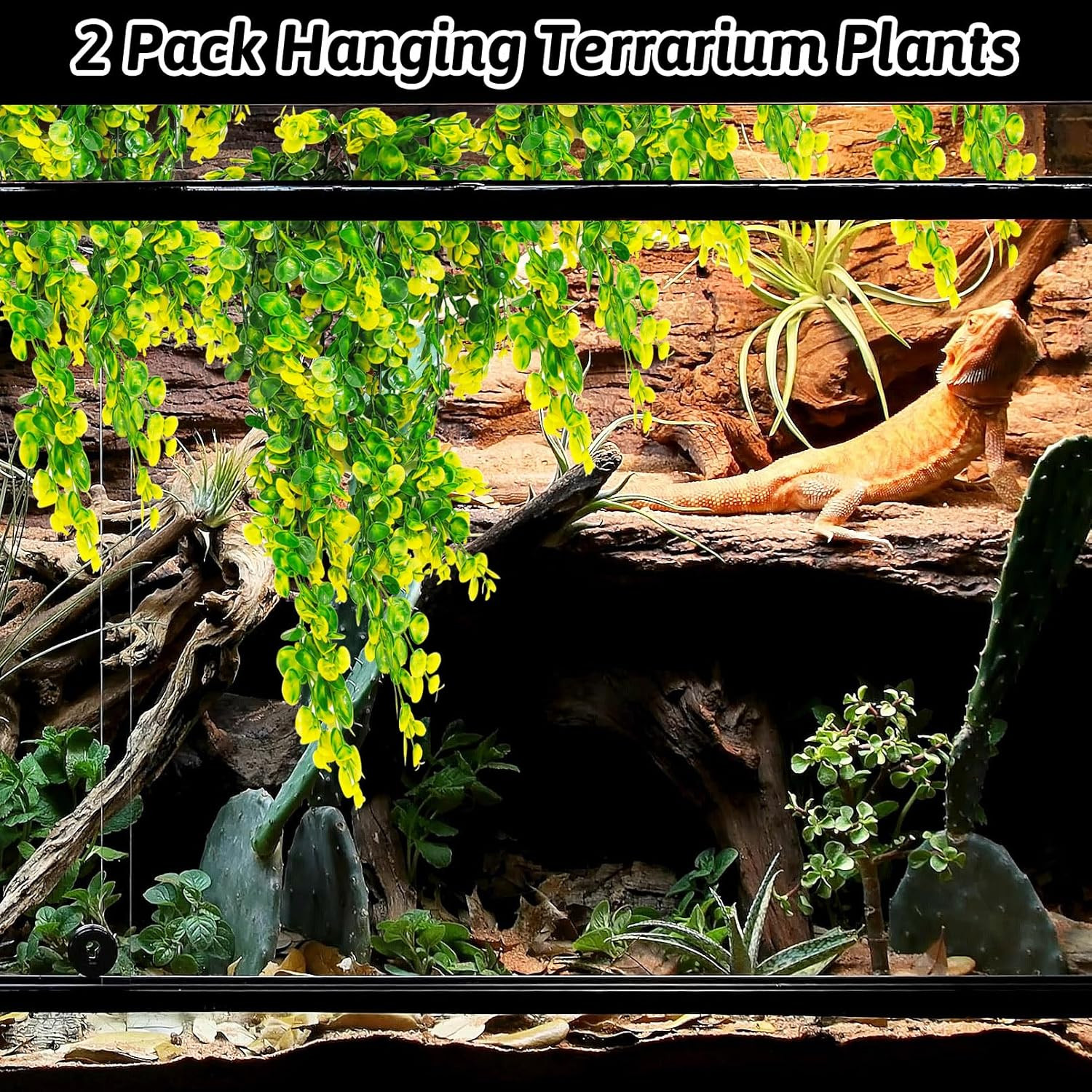 Reptile Plants Hanging Terrarium Plants Artificial Leaves Habitat Decorations wi