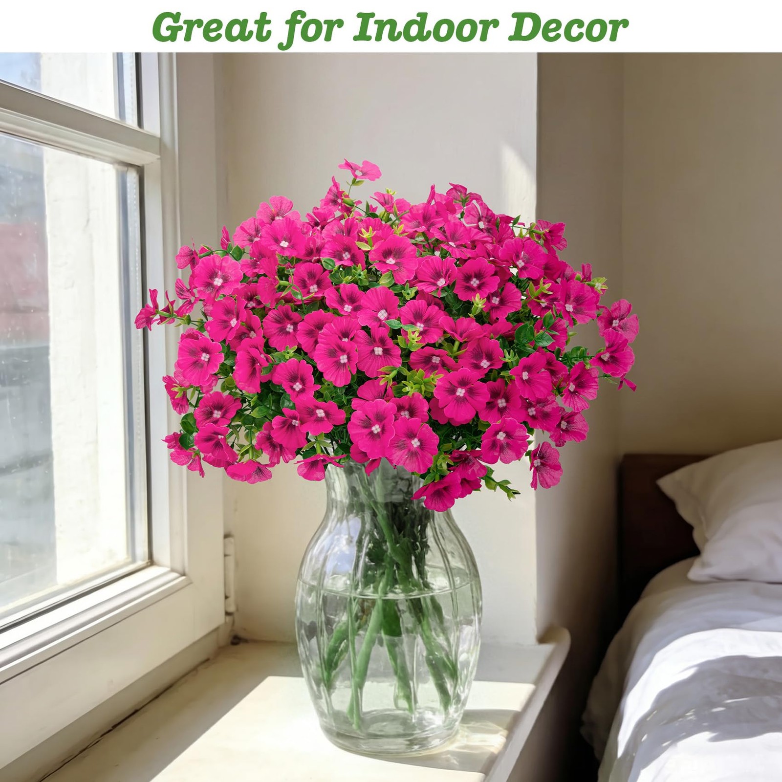 20 Bundles Artificial Flowers for Outdoors, Fake Silk Flowers with Fuchsia