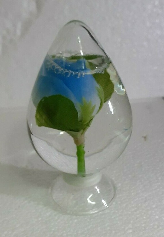 Vintage Eleco Water Globe Set Pink Purple Blue Silk Flower Ornament Taiwan 1970s