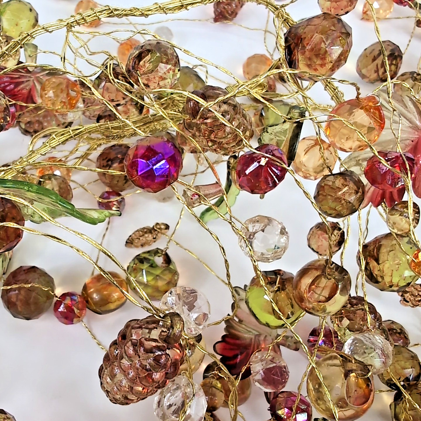 3 Handmade Garland Decor Acrylic Beads Grapes Berries Leaves Autumn Patio Decor