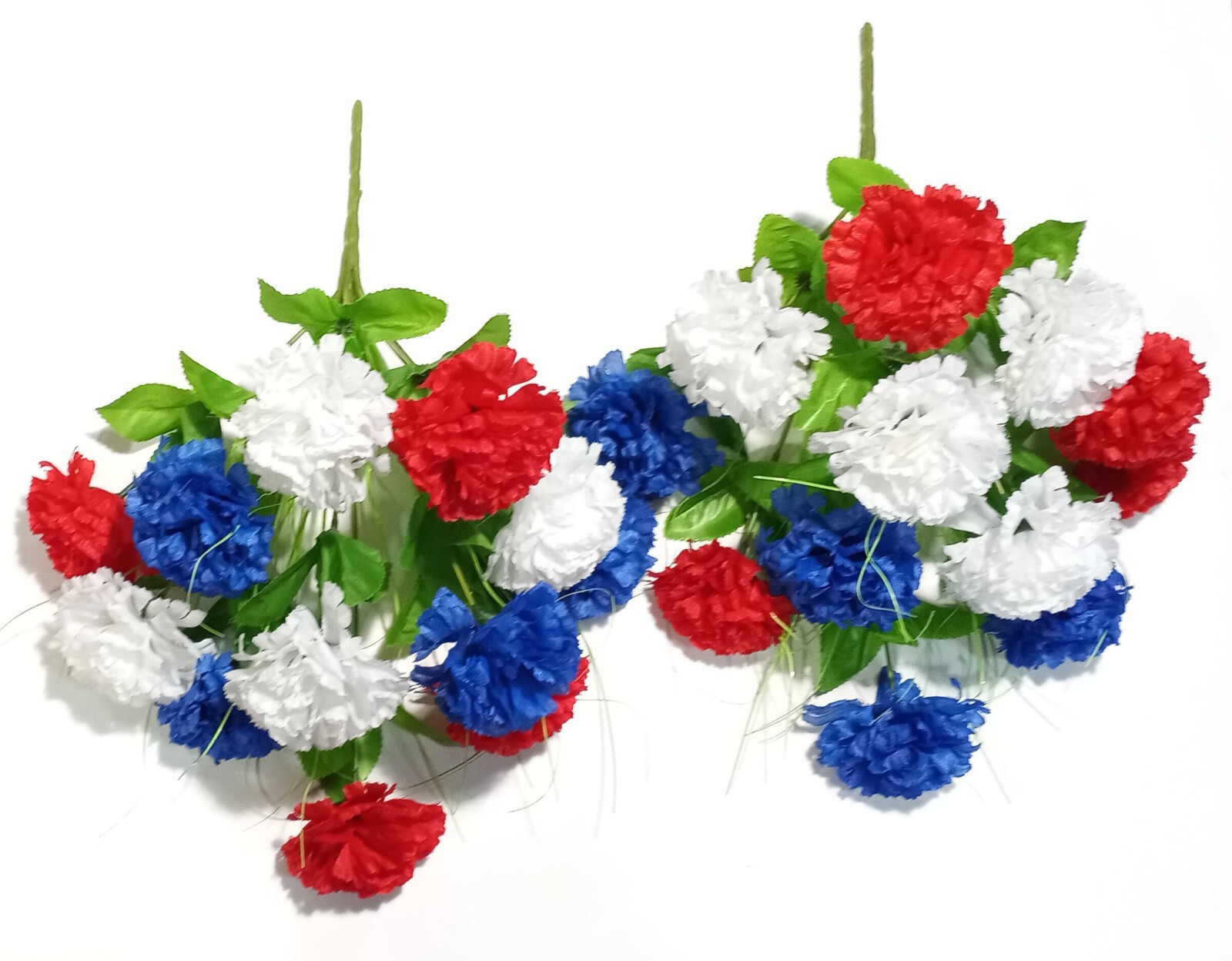 (2 pcs) 17″ Red White Blue Multicolored Silk Flower Bush Home Yard Craft Holiday
