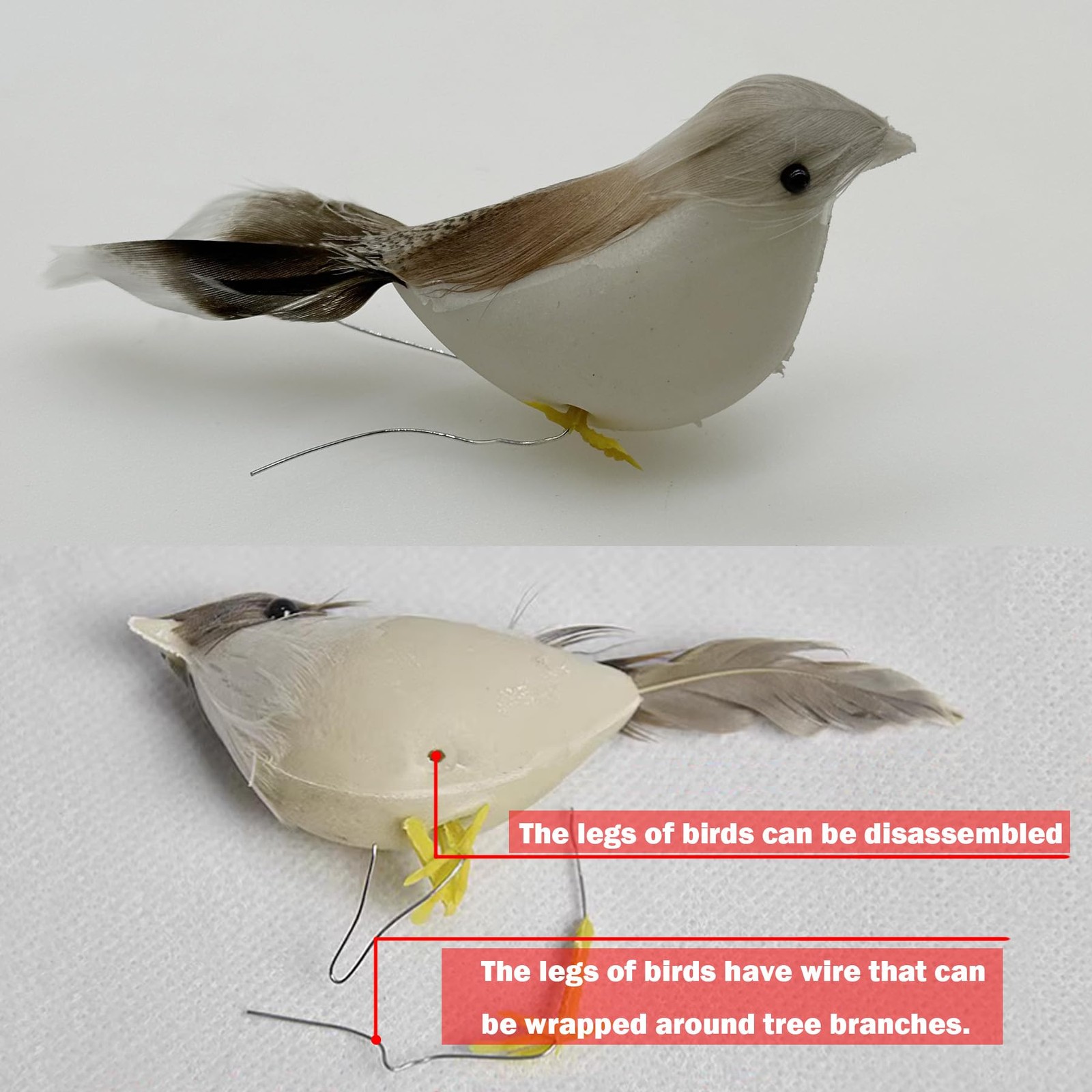 24 PCS Artificial Simulation Birds Fake Mini, Decorative Feather Model Crafts
