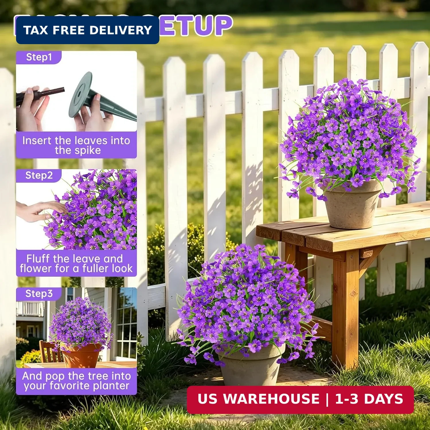Grooy Set of 2 Artificial Topiary Ball Flower for Outdoor | UV Resistant Faux Fl